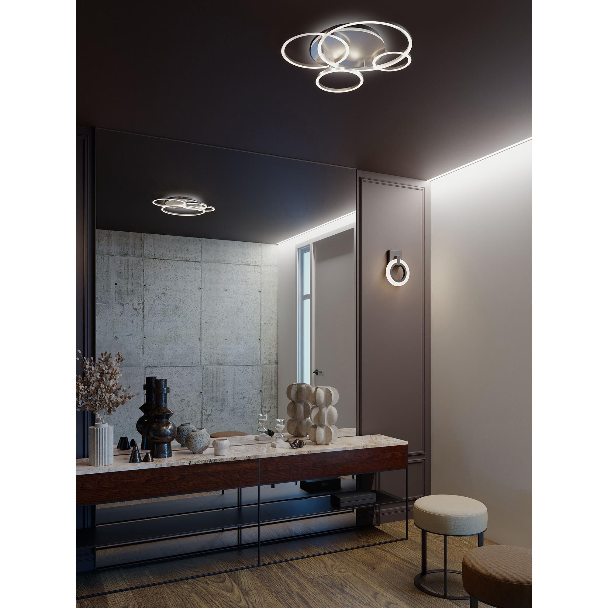 Shown in Satin Nickel finish and Frosted glass