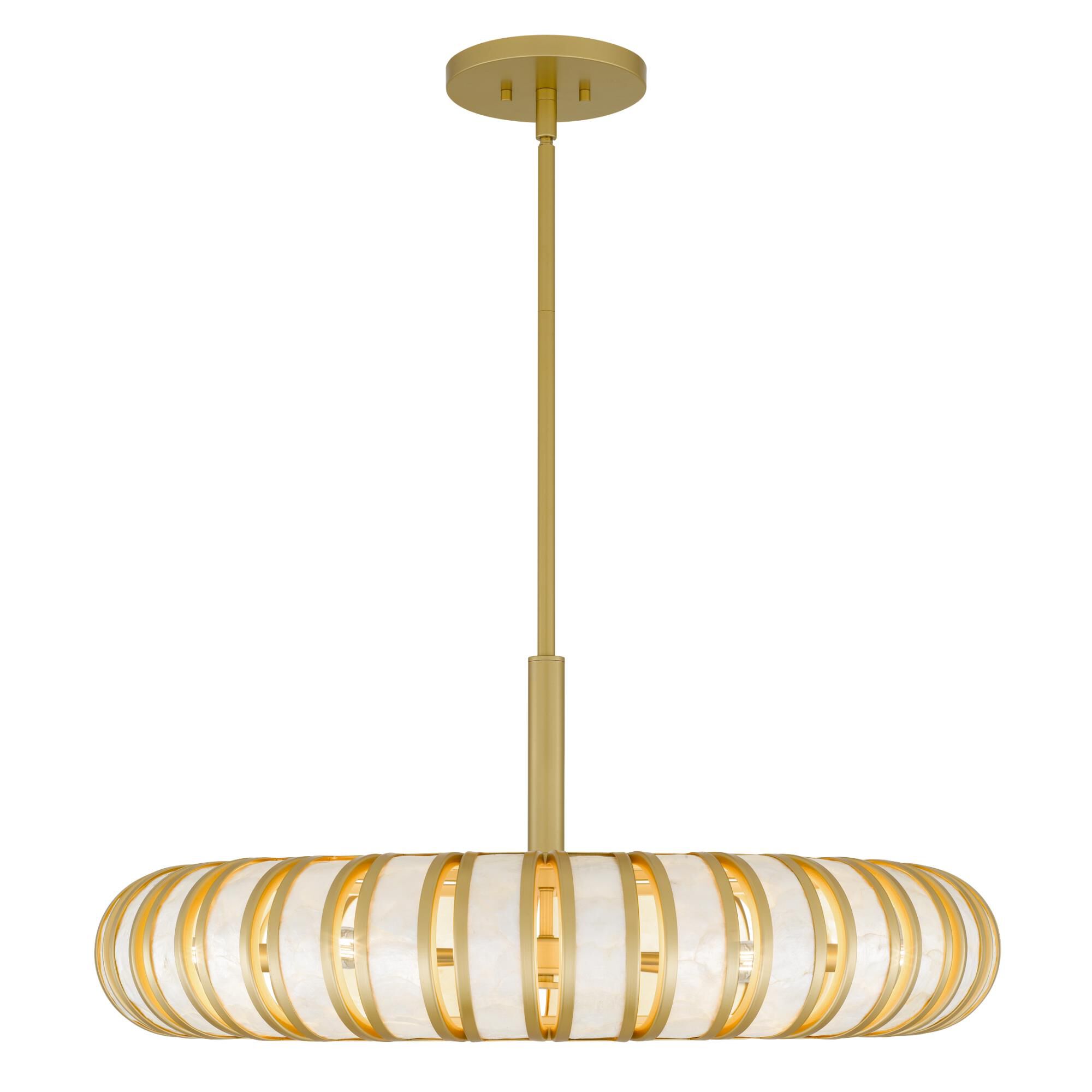 Shown in Soft Gold finish and Capiz Shell shade