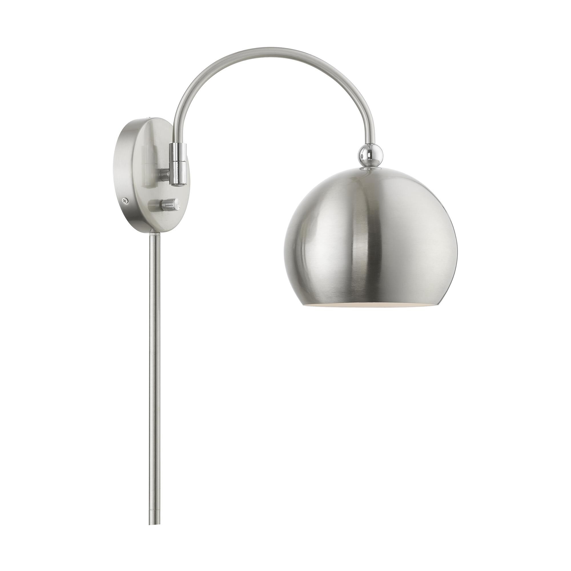 Shown in Brushed Nickel with Polished Chrome Accents finish and Brushed Nickel Steel With Shiny White Inside shade