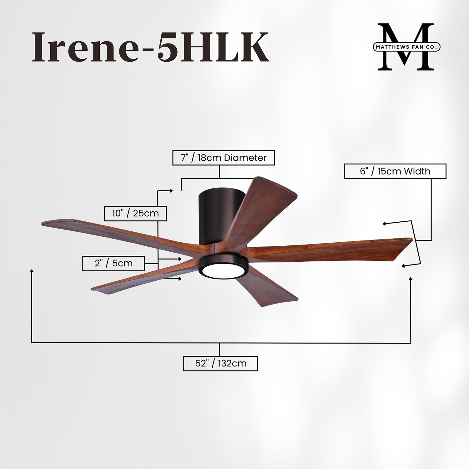 Irene 52 Inch Flush Mount Fan with Light Kit by Matthews Fan Company