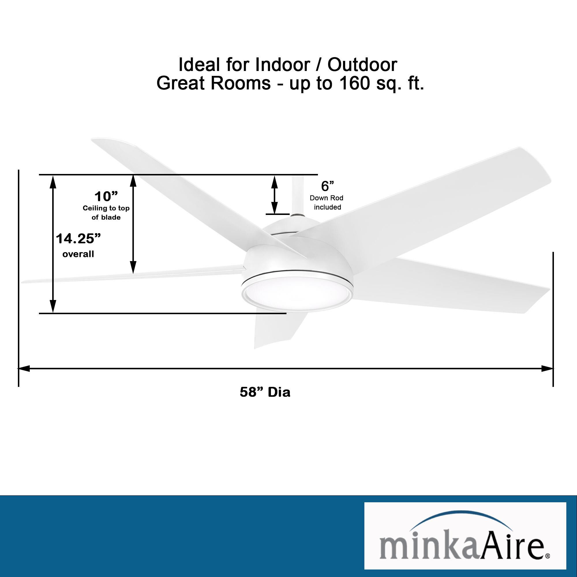 Chubby Outdoor Rated 58 Inch Ceiling Fan with Light Kit by Minka Aire