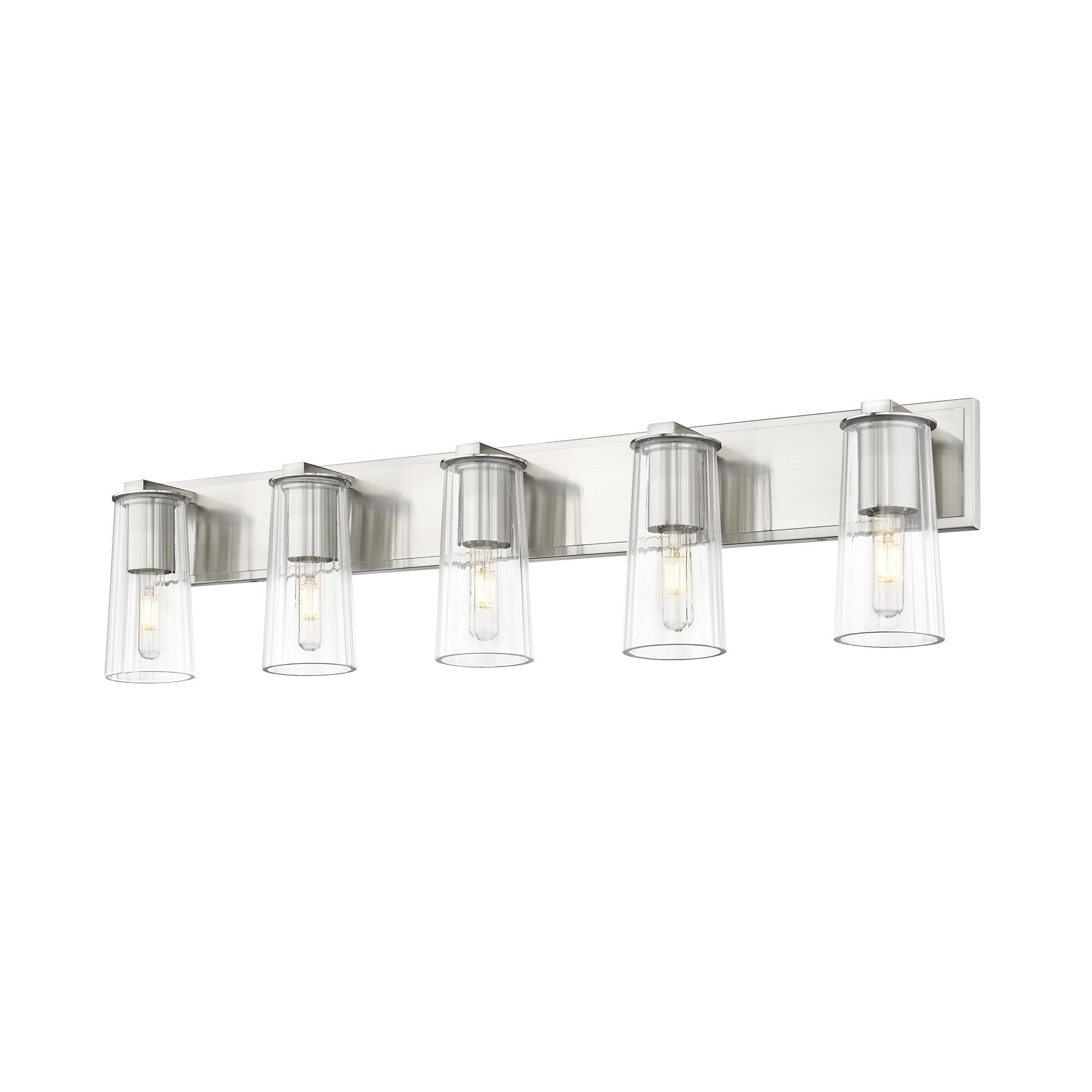 Shown in Brushed Nickel finish and Clear glass and Clear shade