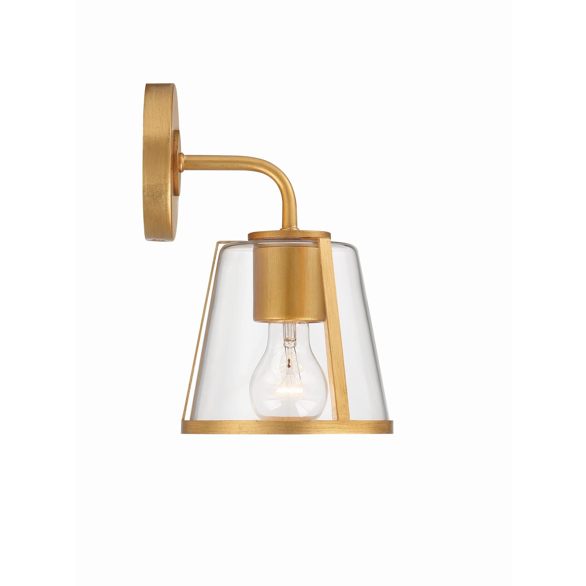 Shown in Antique Gold finish and Clear glass and Clear Glass shade