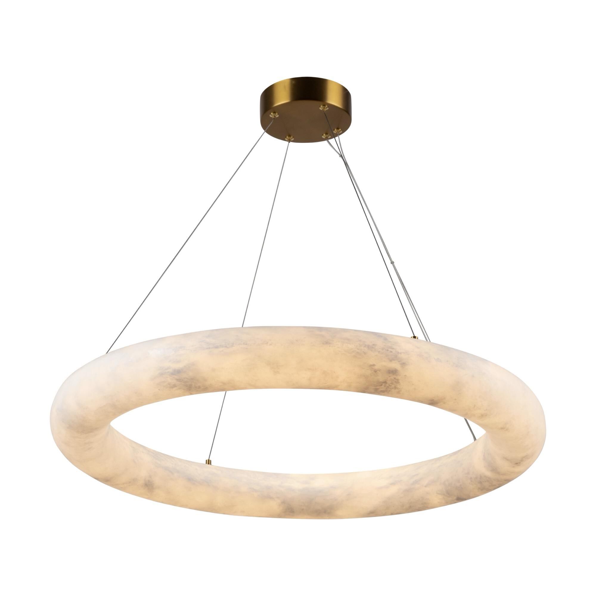 Shown in Brushed Brass finish and Alabaster shade