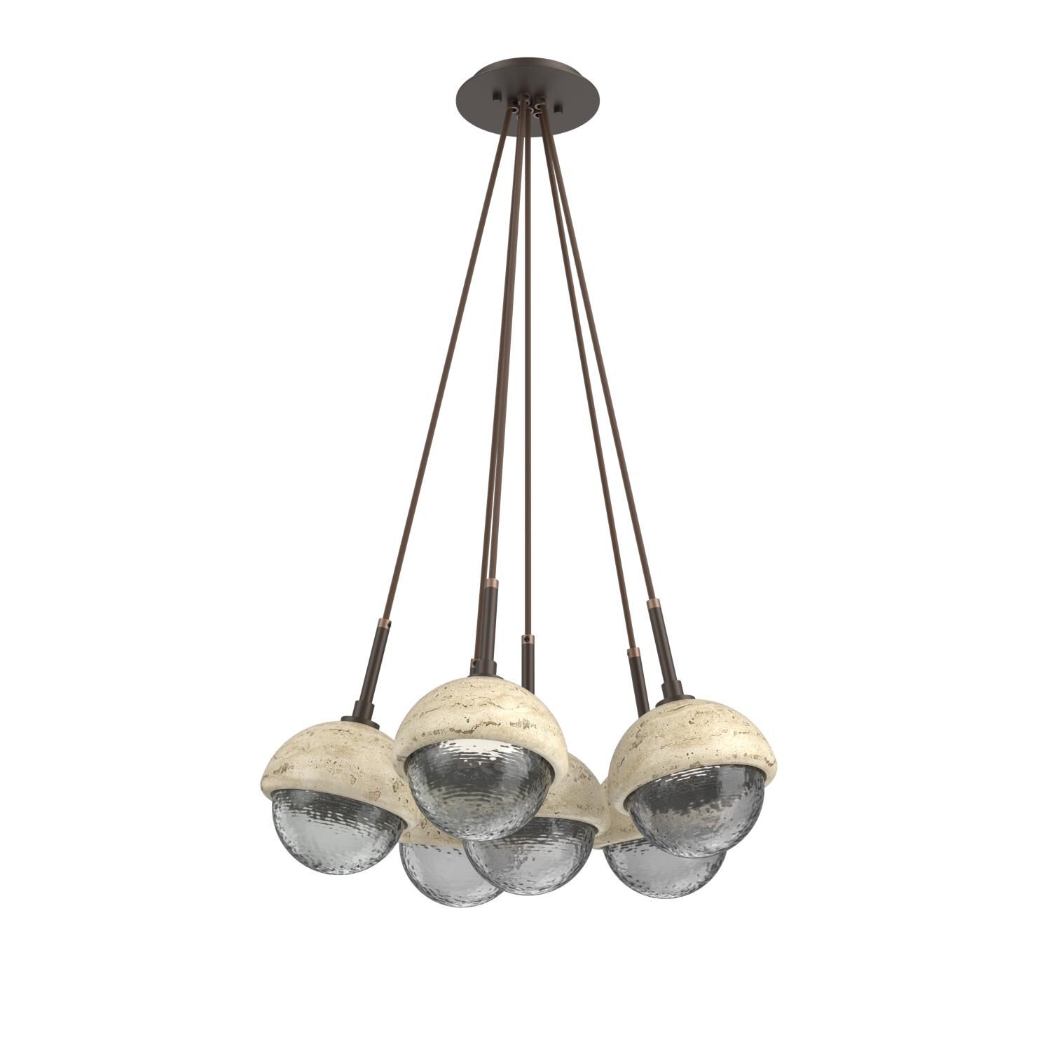 Shown in Flat Bronze finish and Smoke glass and Travertine Stone accent