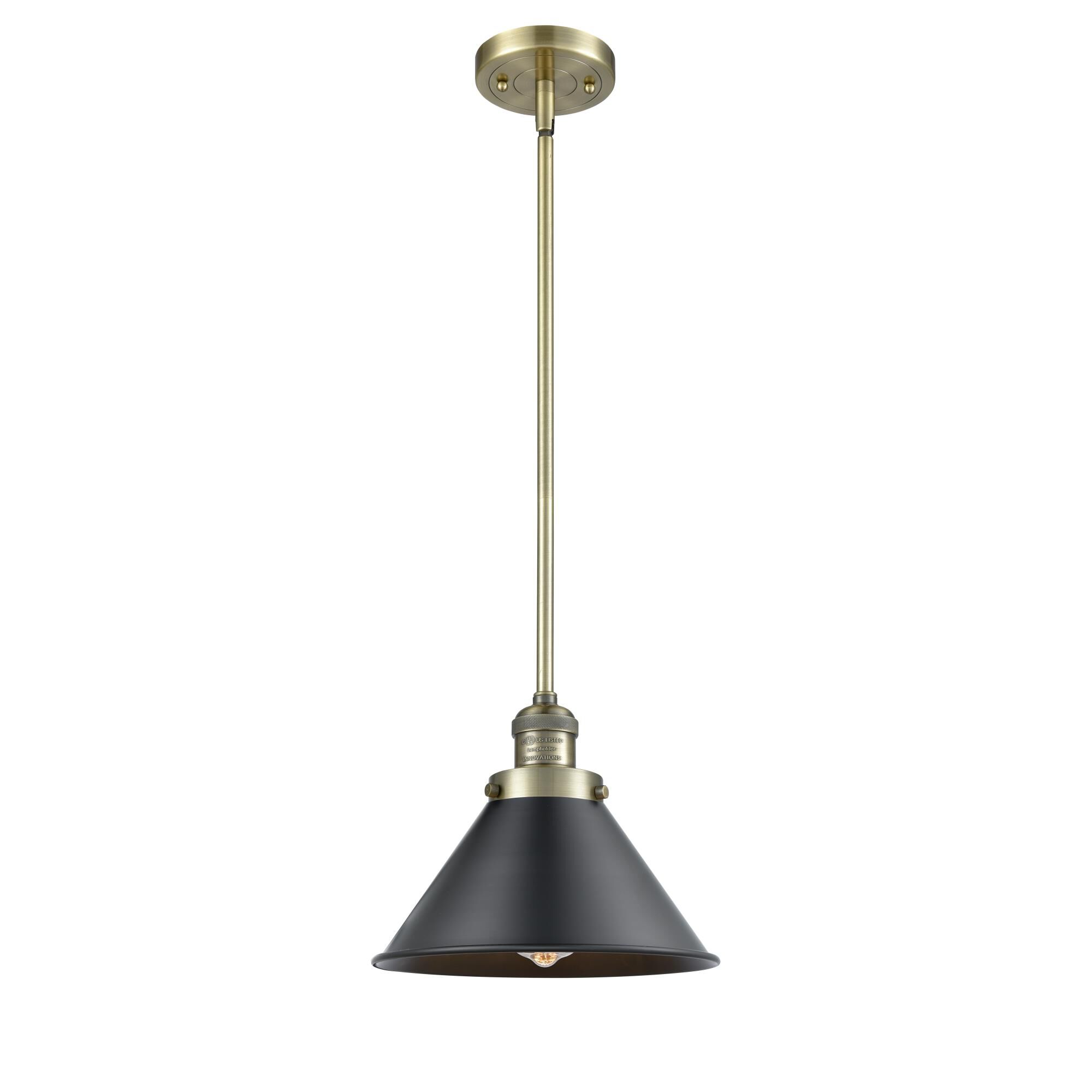 Shown in Antique Brass finish and Antique Brass Briarcliff shade