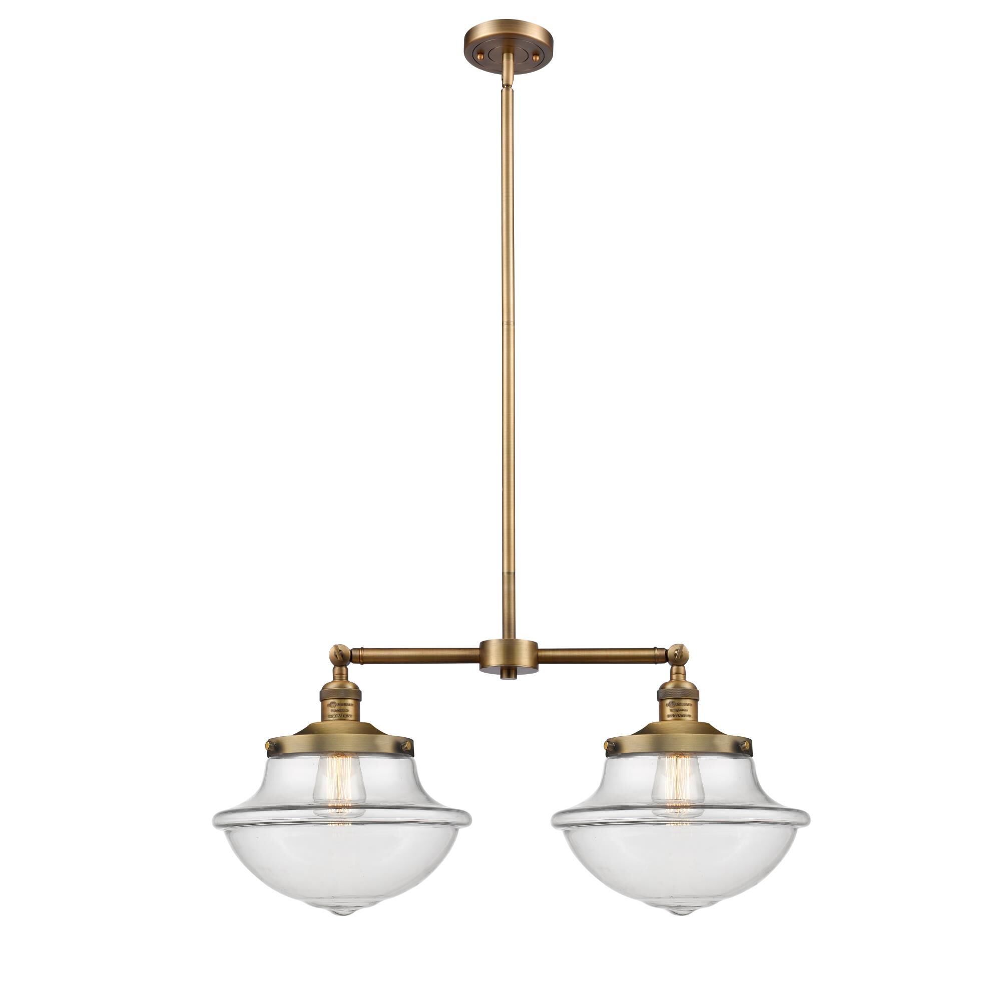 Shown in Brushed Brass finish and Clear glass