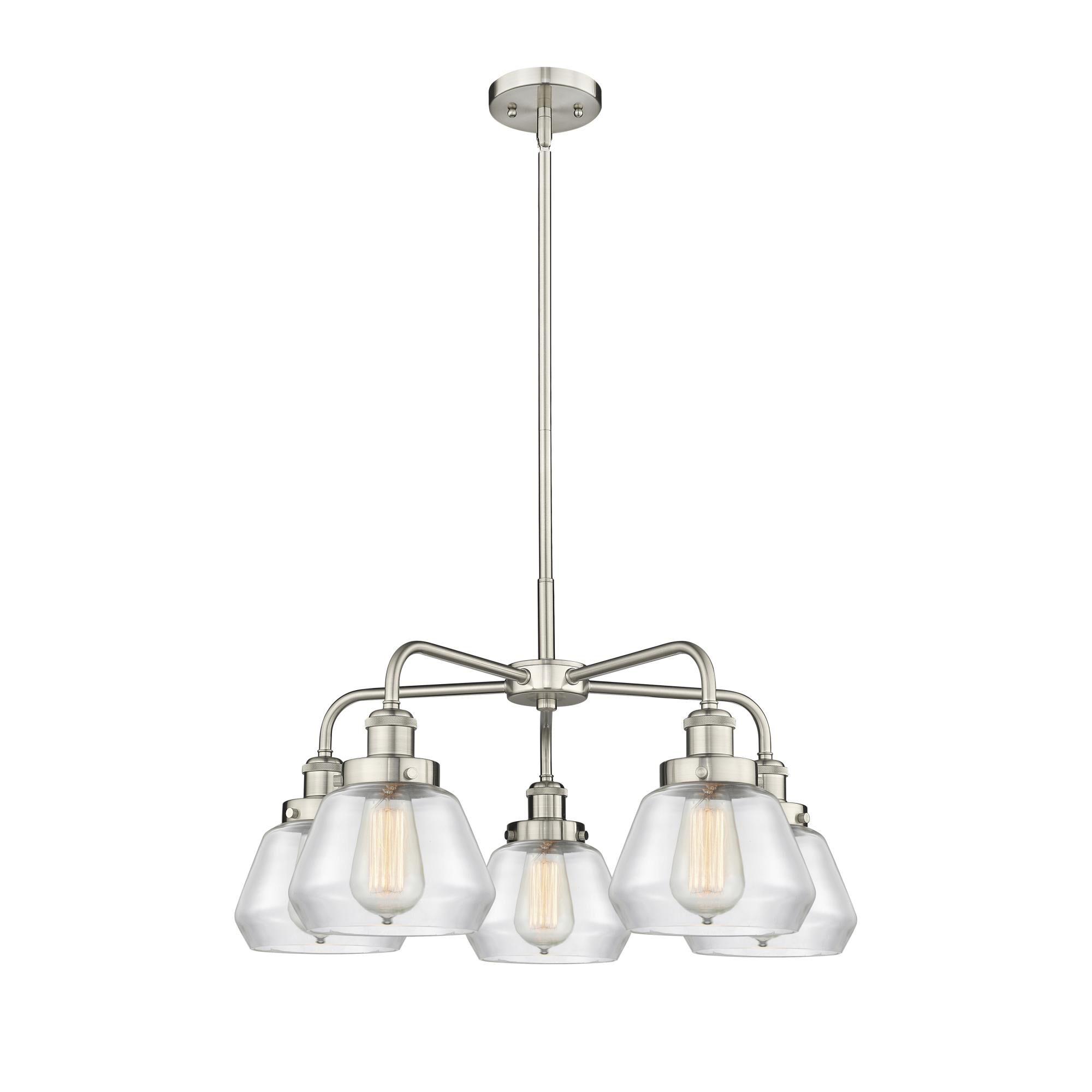 Shown in Satin Nickel finish and Clear glass