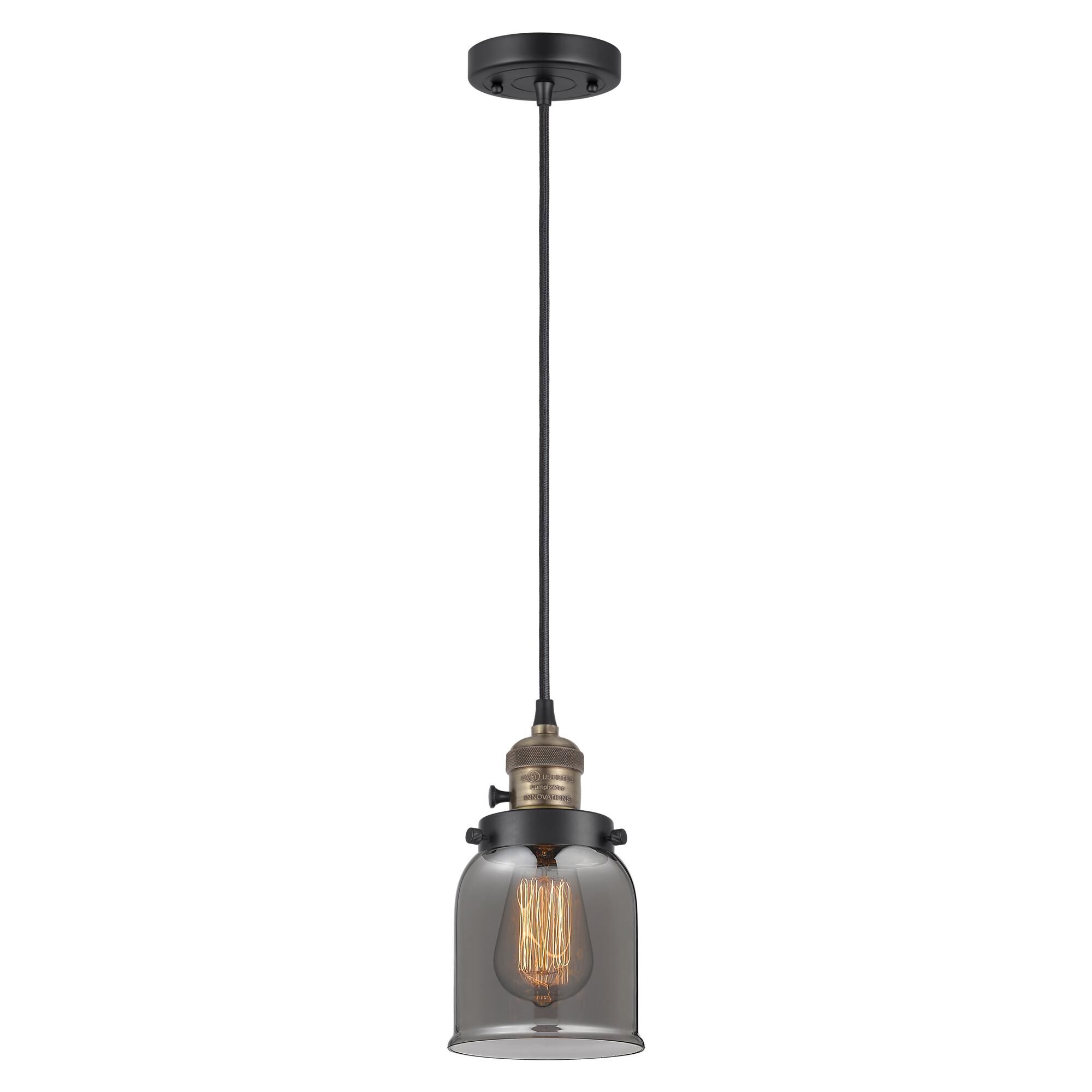 Shown in Black Antique Brass finish and Plated Smoke glass