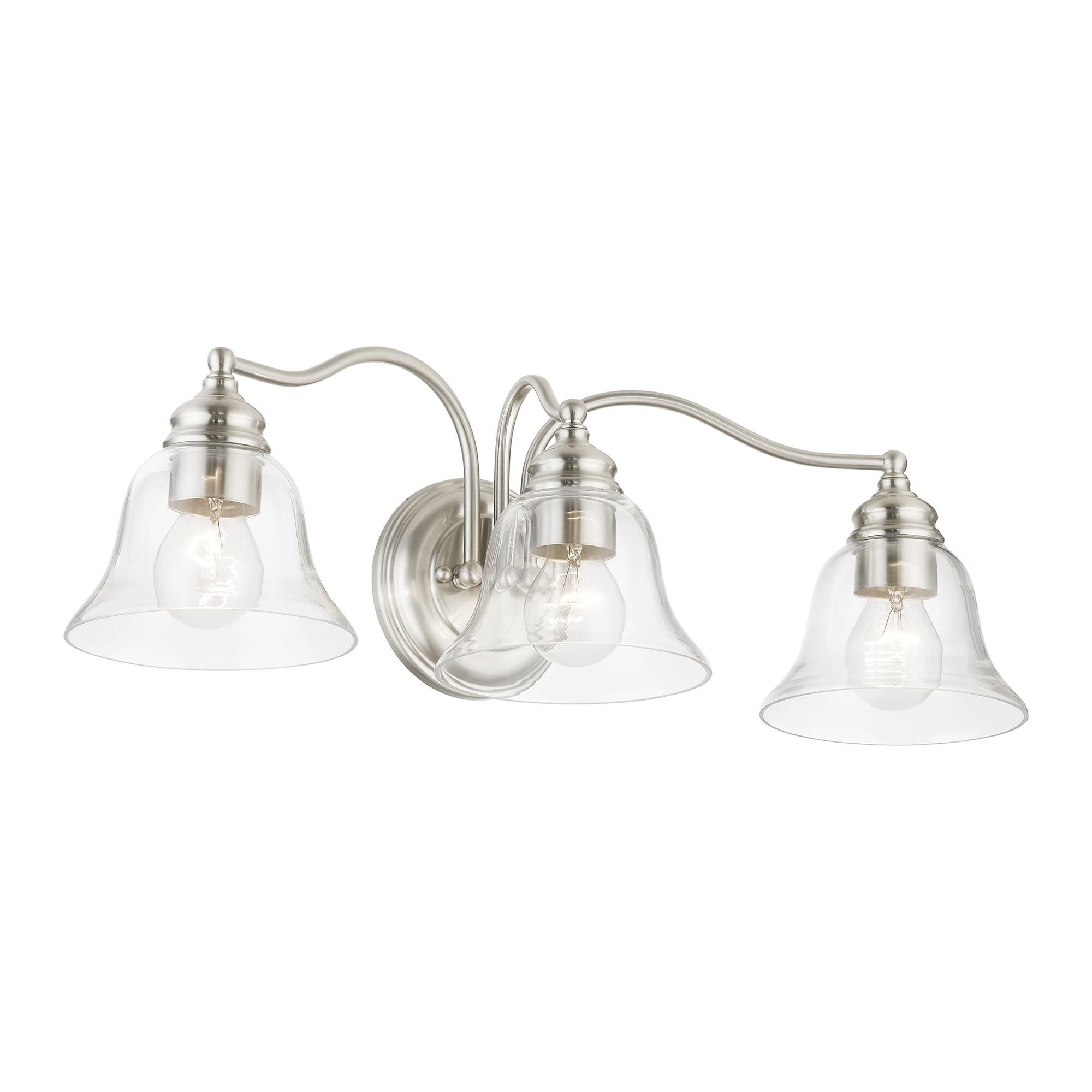 Shown in Brushed Nickel finish and Hand Blown Clear glass