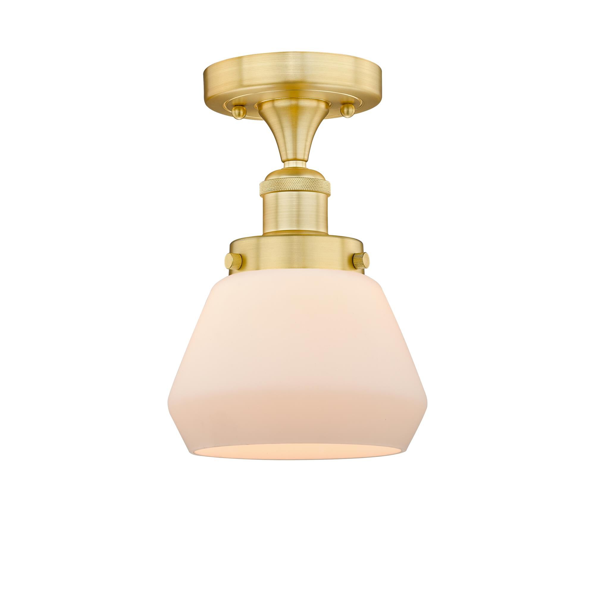 Shown in Satin Gold finish and Matte White glass