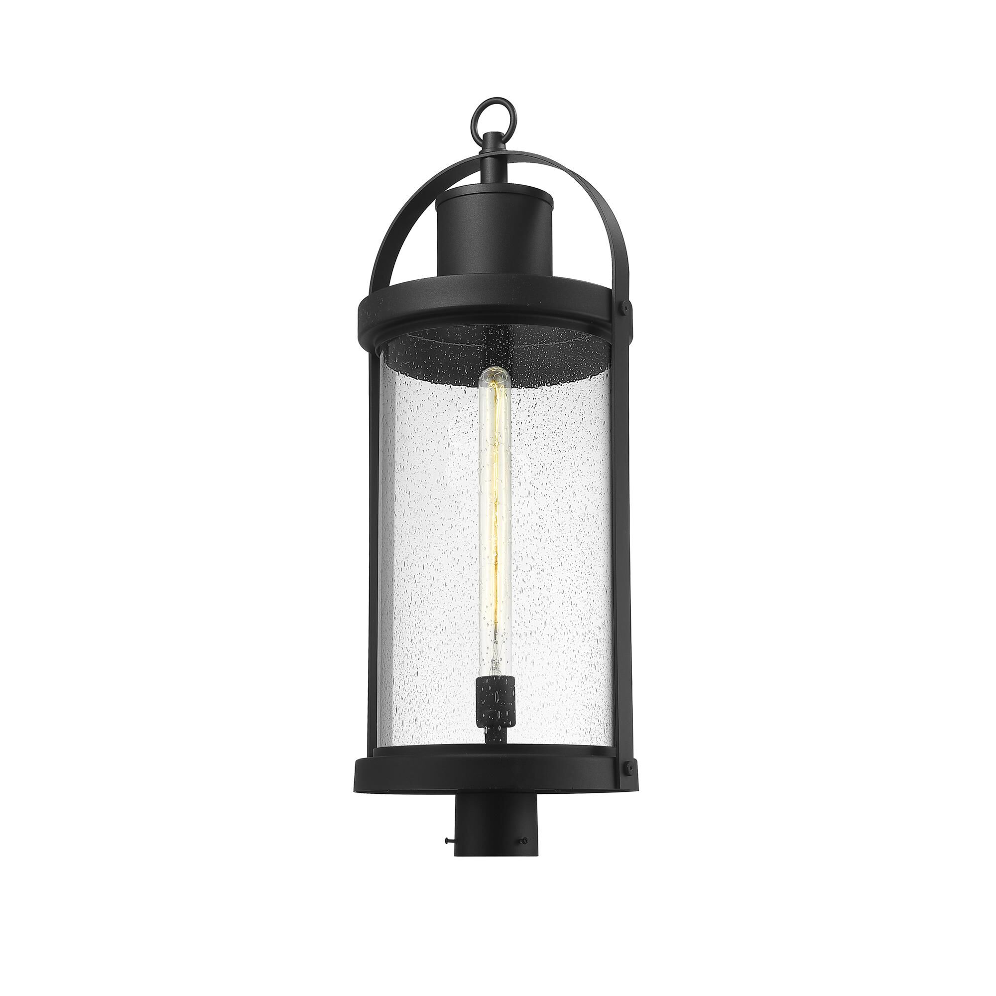 Shown in Black finish and Glass shade