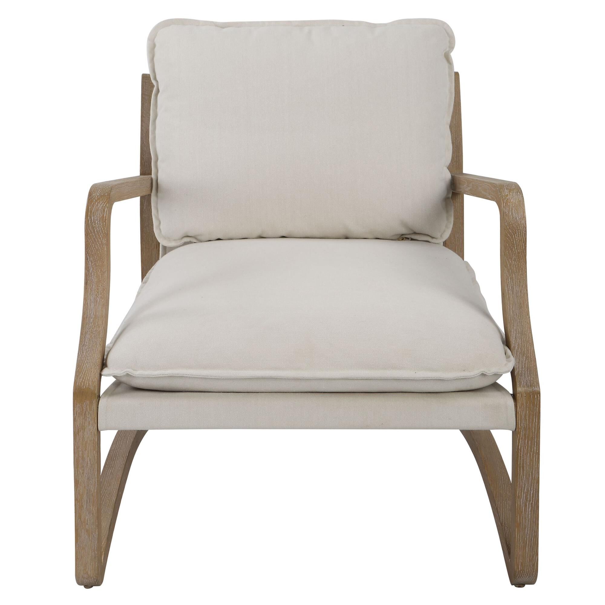 Shown in Modern Yet Casual, This Stylish Accent Chair Boasts A Sculptural Open Frame Made From Solid Oak In A finish