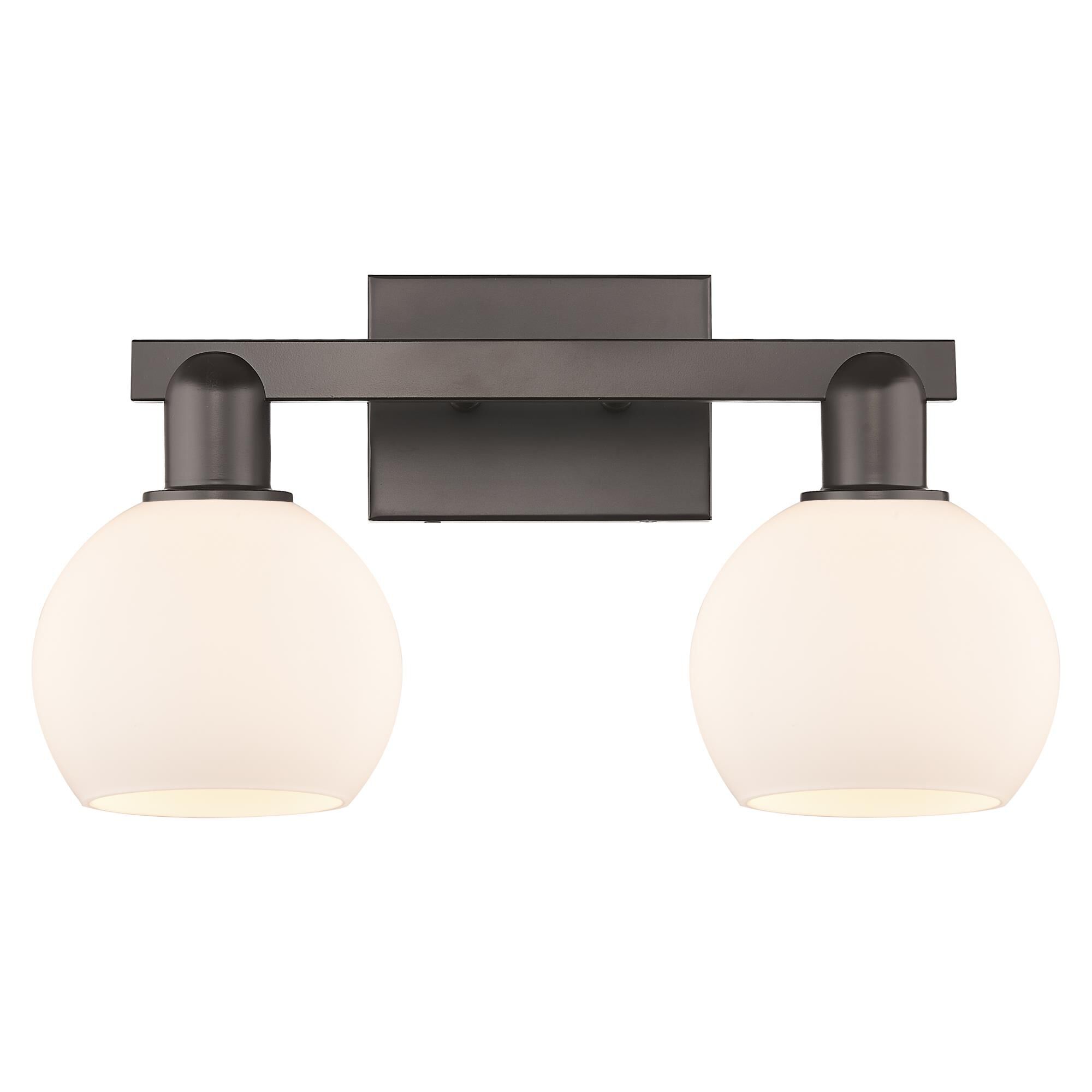 Shown in Oil Rubbed Bronze finish and Matte White glass