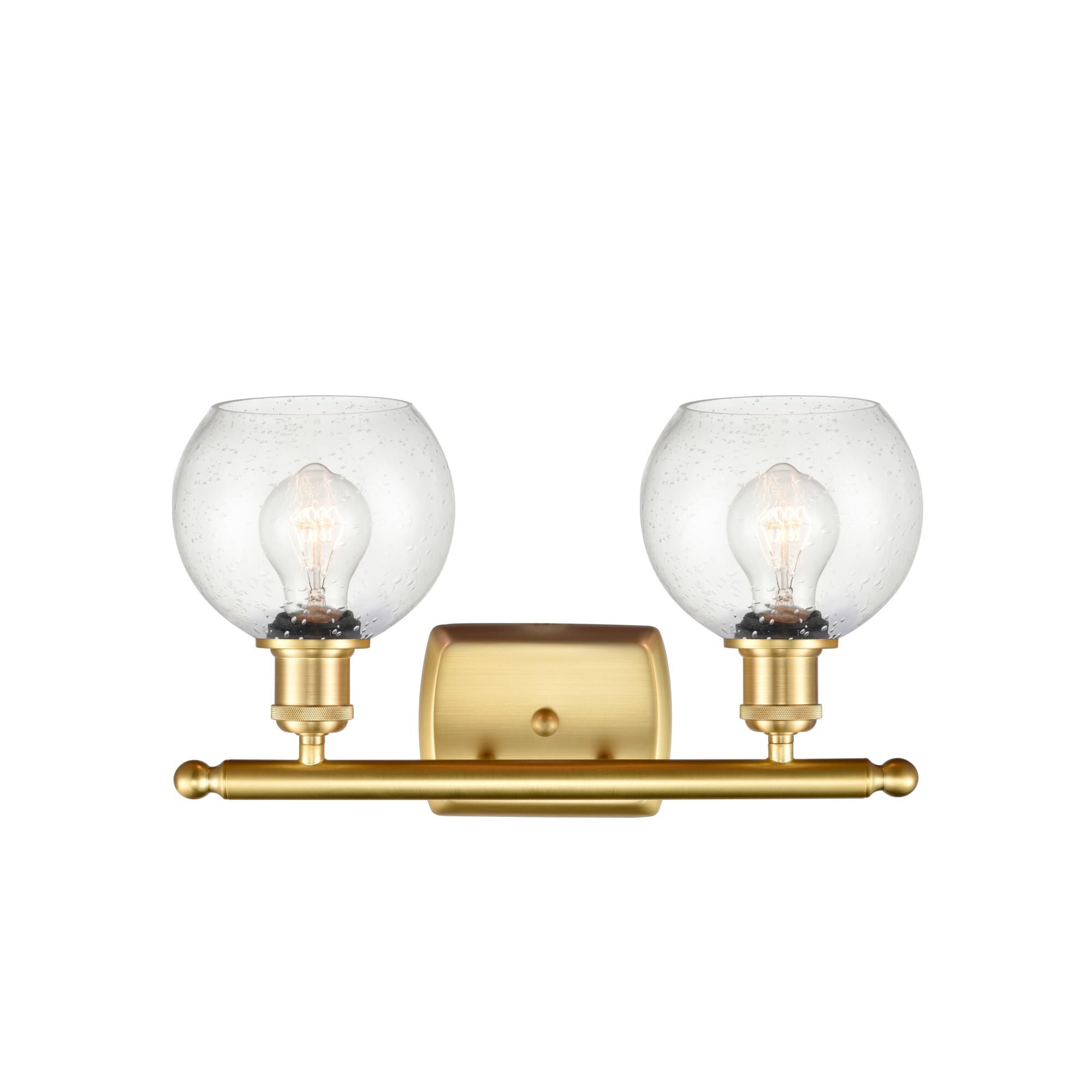 Shown in Satin Gold finish and Seedy Athens glass and No Shade shade