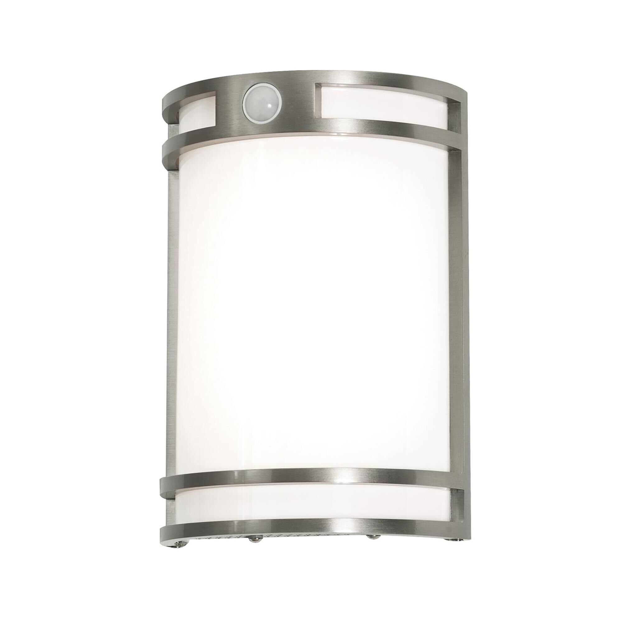 Shown in Brushed Aluminum finish and White Acrylic shade