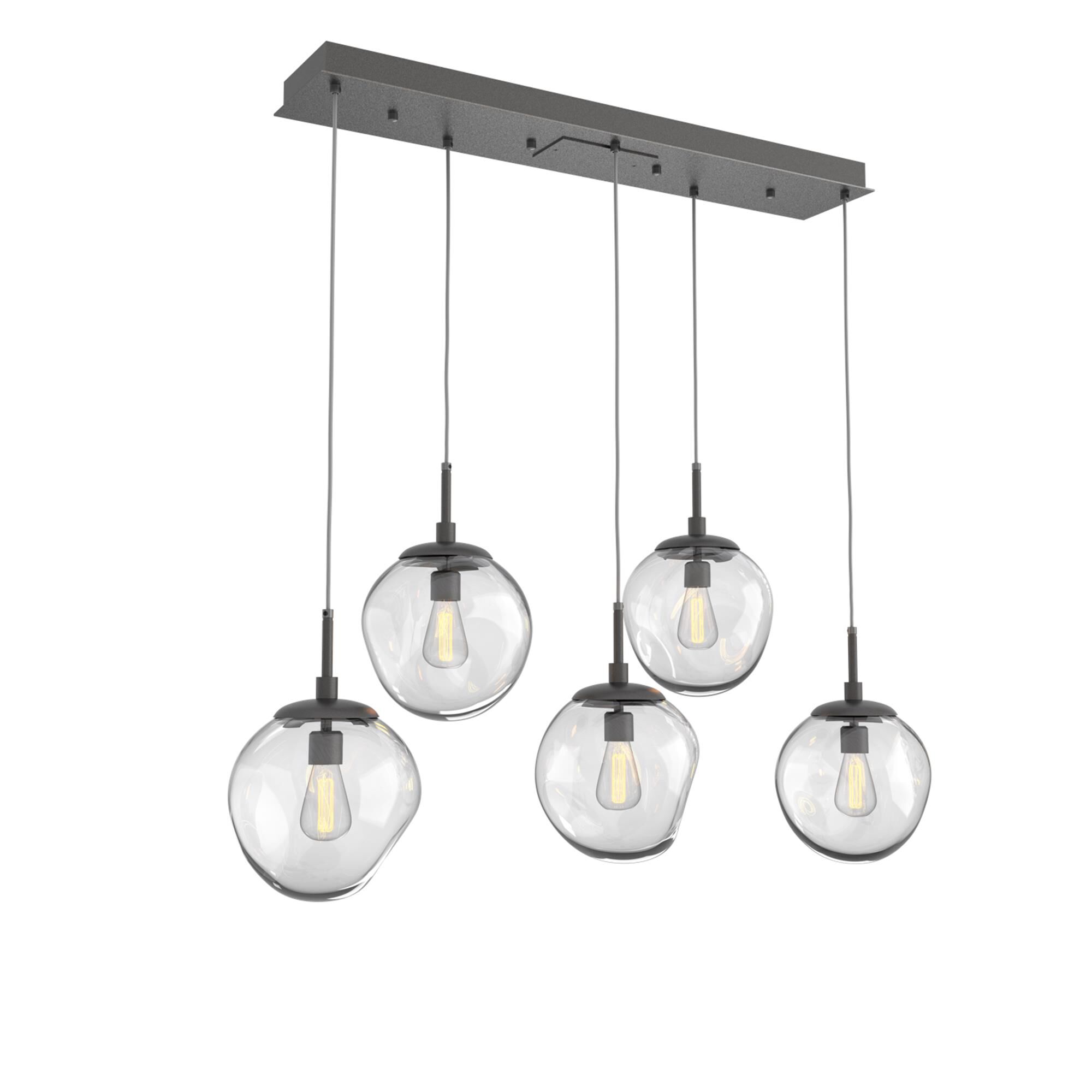 Shown in Graphite finish and Clear Blown glass