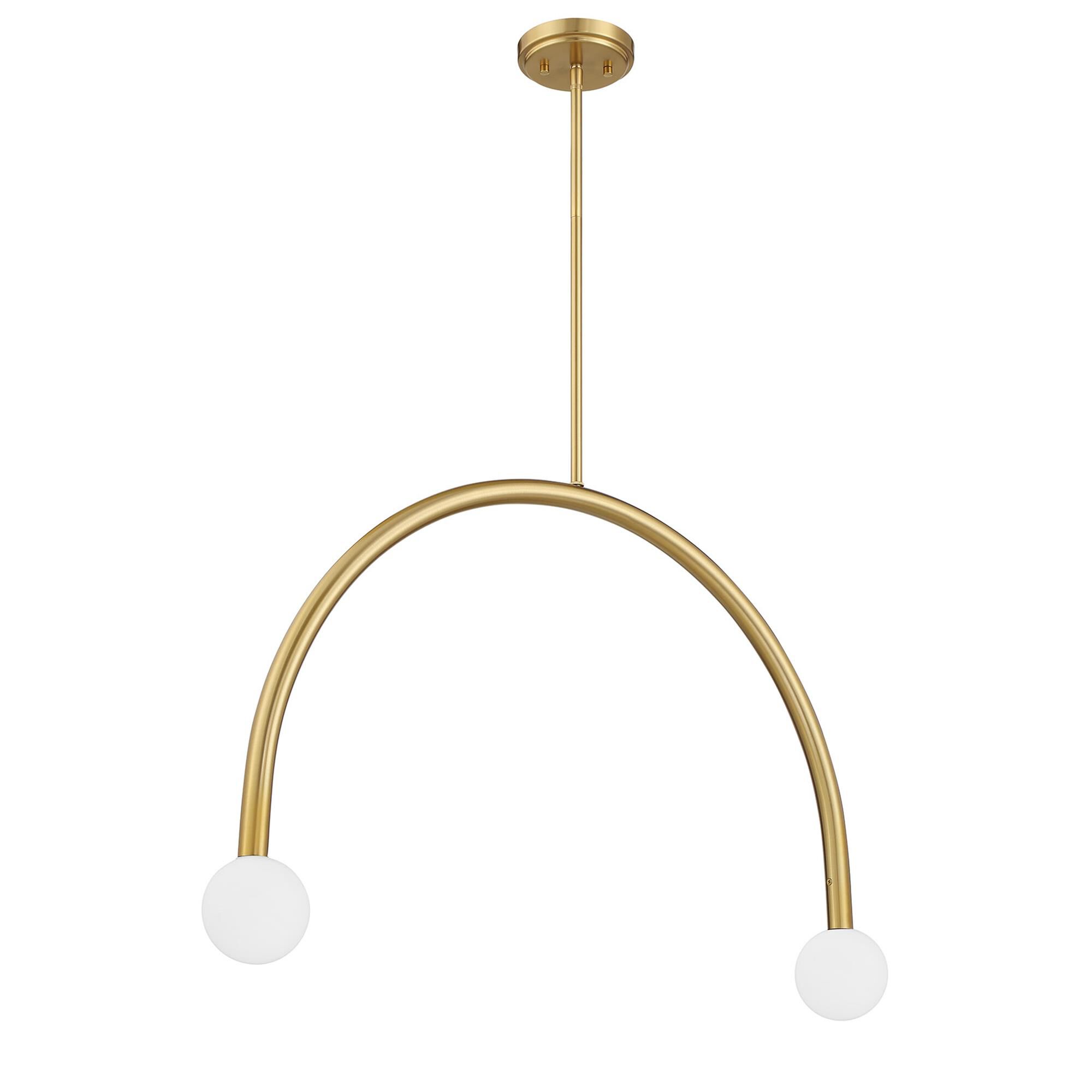 Shown in Natural Brass finish and White Opal glass