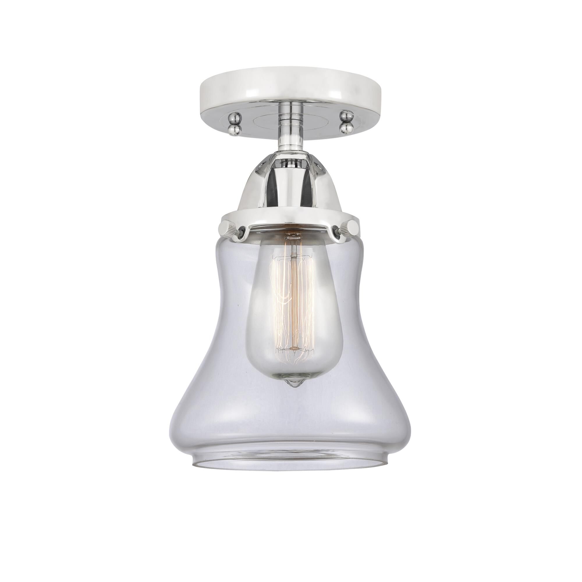 Shown in Polished Chrome finish and Clear Bellmont glass and No Shade shade