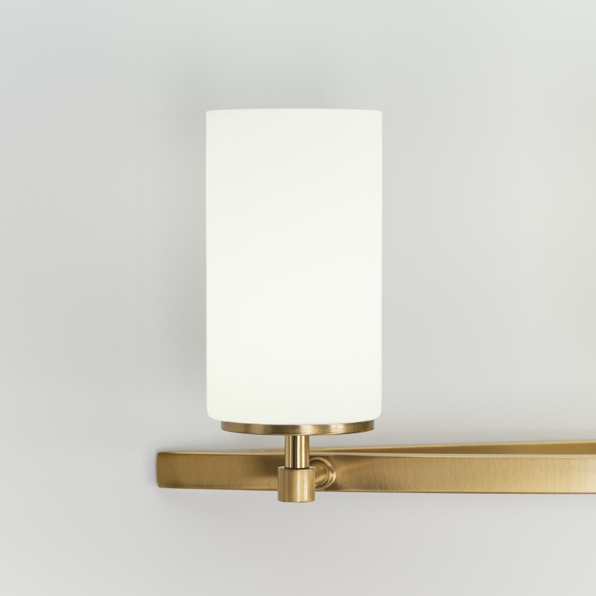 Shown in Satin Brass finish and Etched - White Insidehades glass