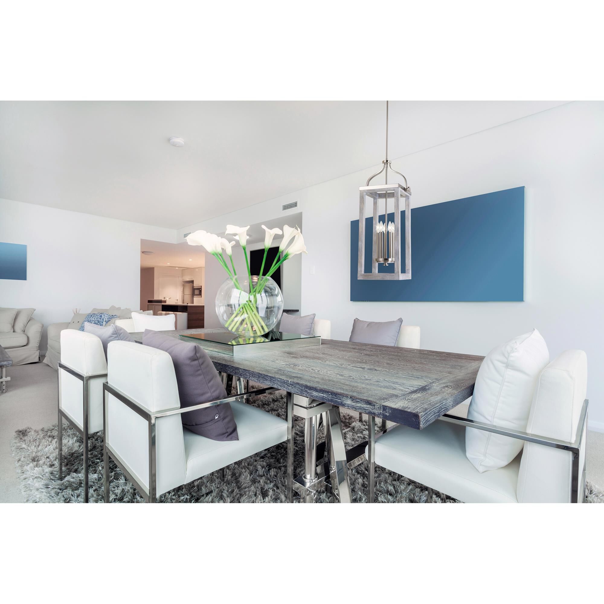 Shown in Painted Grey Wood Effect and Brushed Nickel finish