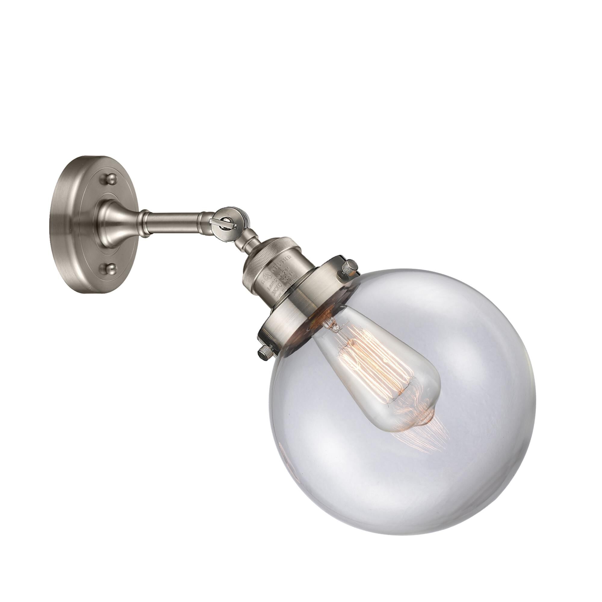 Shown in Brushed Satin Nickel finish and Clear glass and No Accent accent