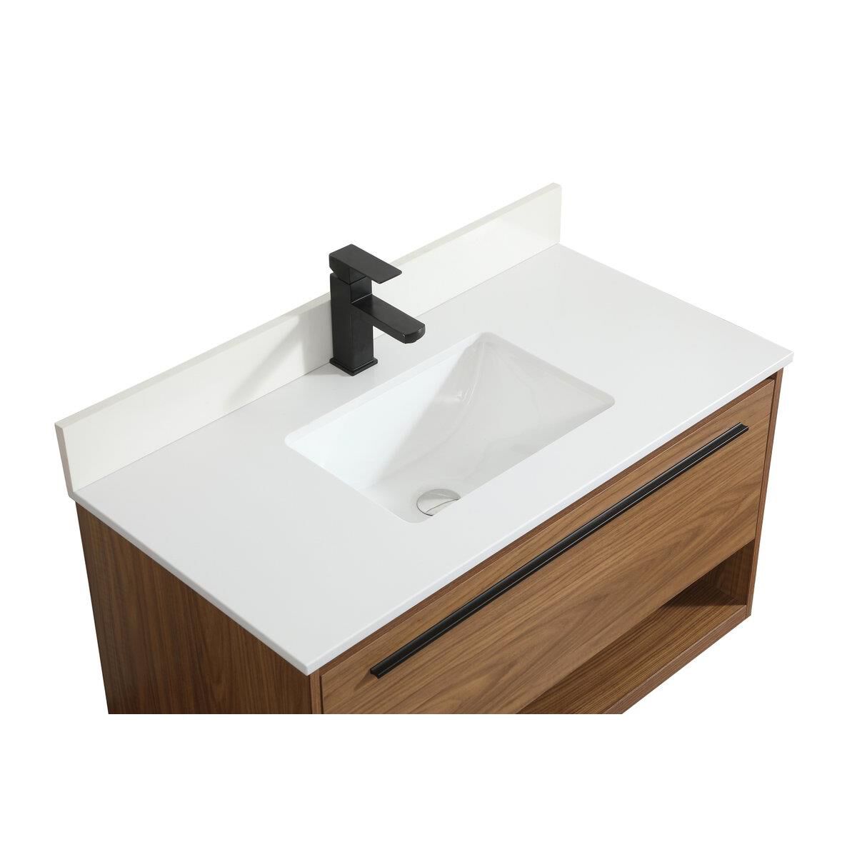 Shown in Walnut Brown finish and With Backsplash accent