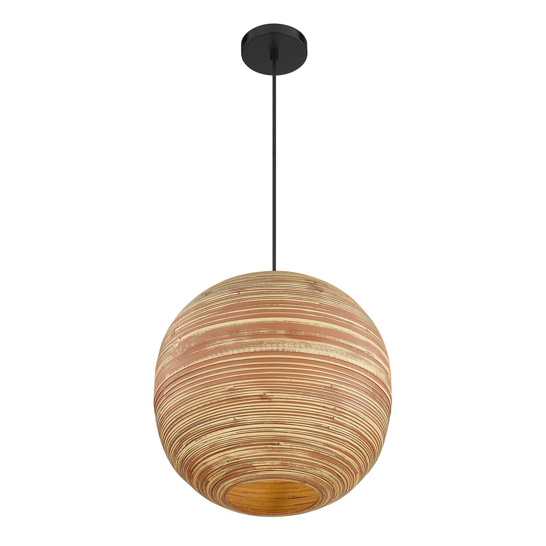 Shown in Matte Black finish and Spun Bamboo shade