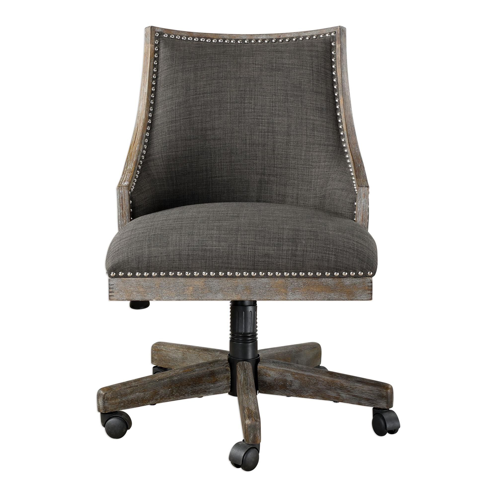 Shown in Charcoal Gray Linen-Polished Nickel-Honey-Gray Wash finish