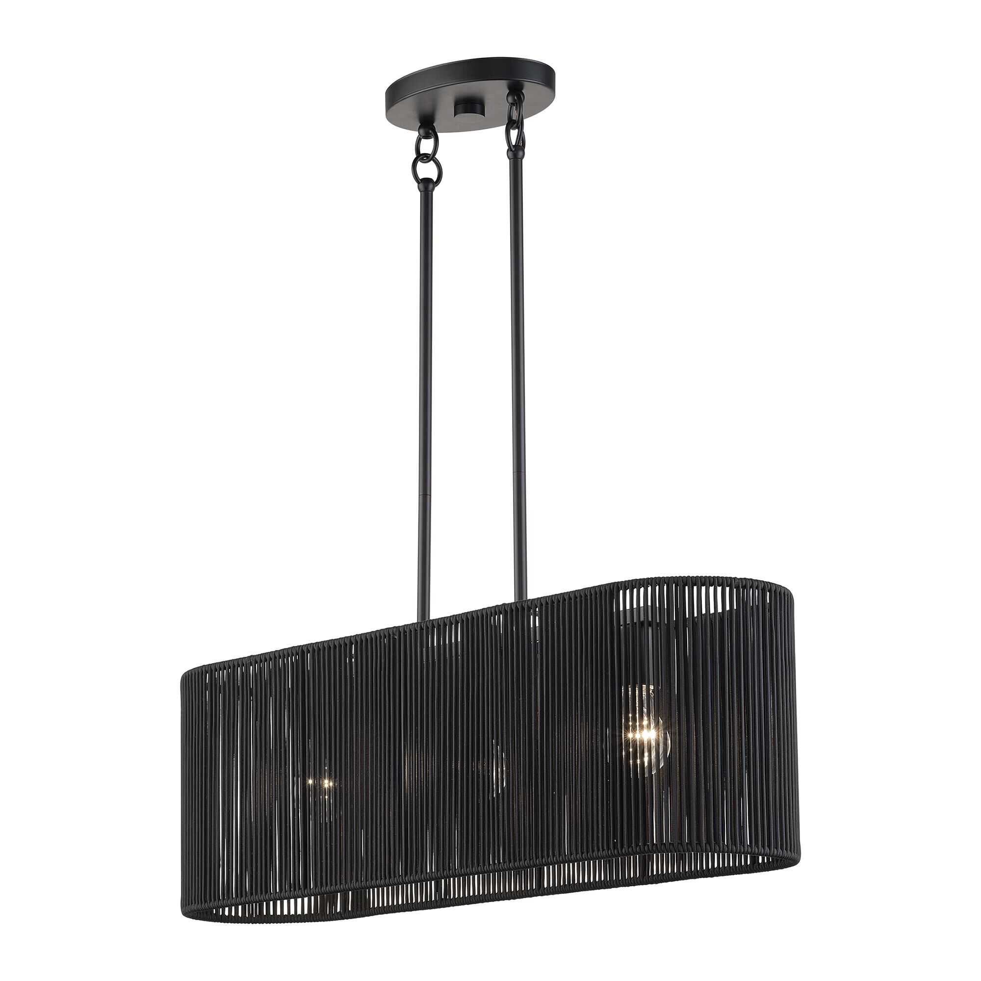Shown in Black finish and Hand-Woven Parisian Night Color Polyester Rope shade