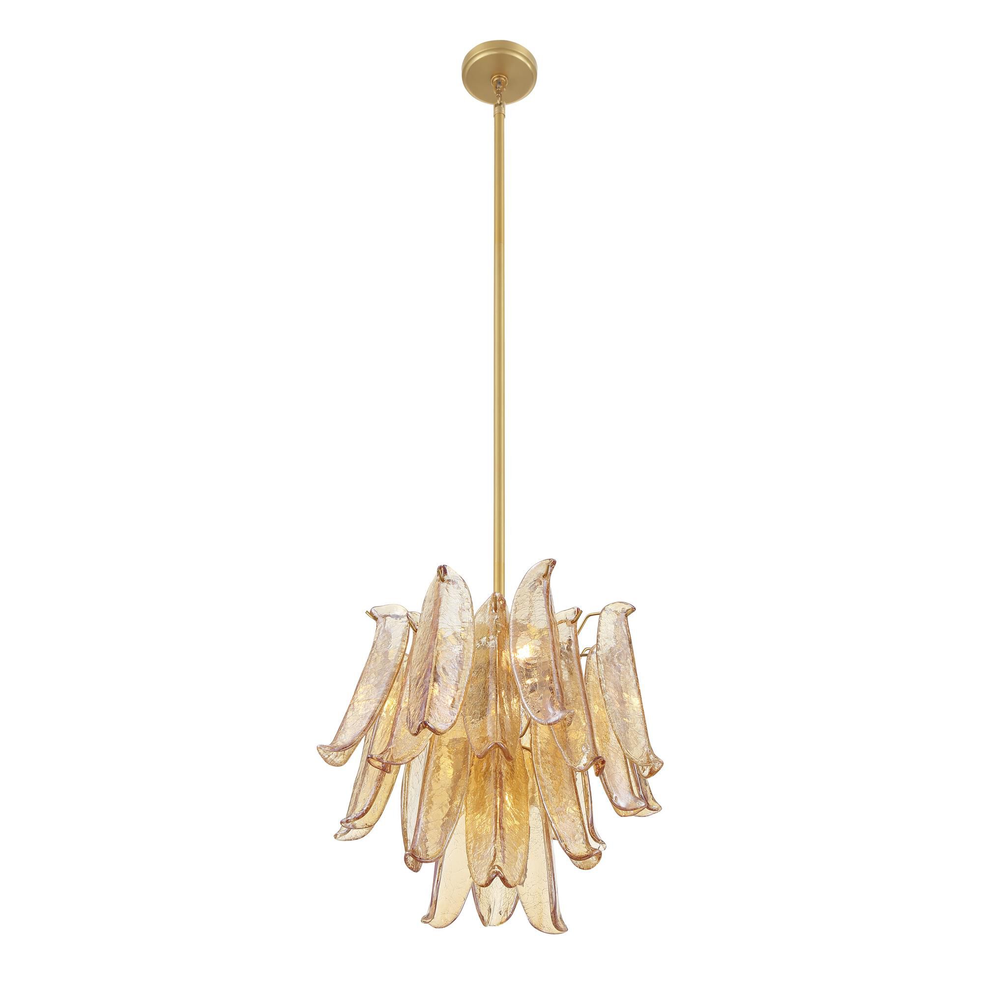 Shown in Legacy Brass finish and Amber Crackled glass