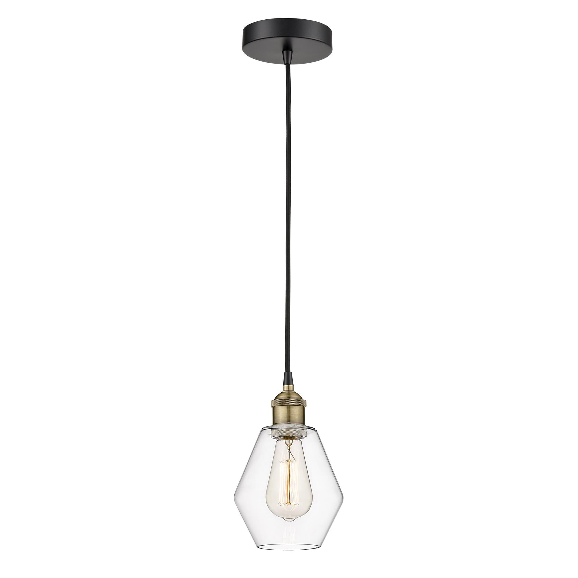 Shown in Black Antique Brass finish and Clear glass