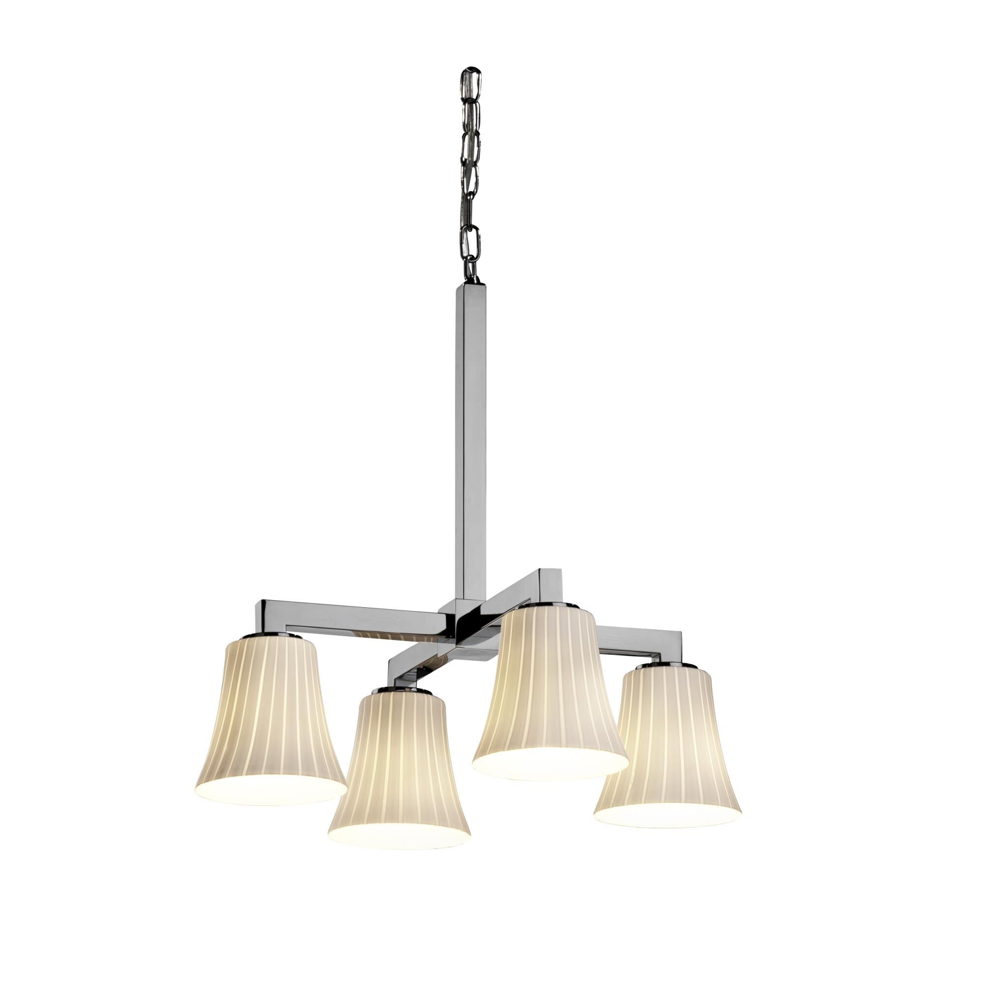 Shown in Polished Chrome finish and Ribbon glass and Round Flared (FSN) shade 