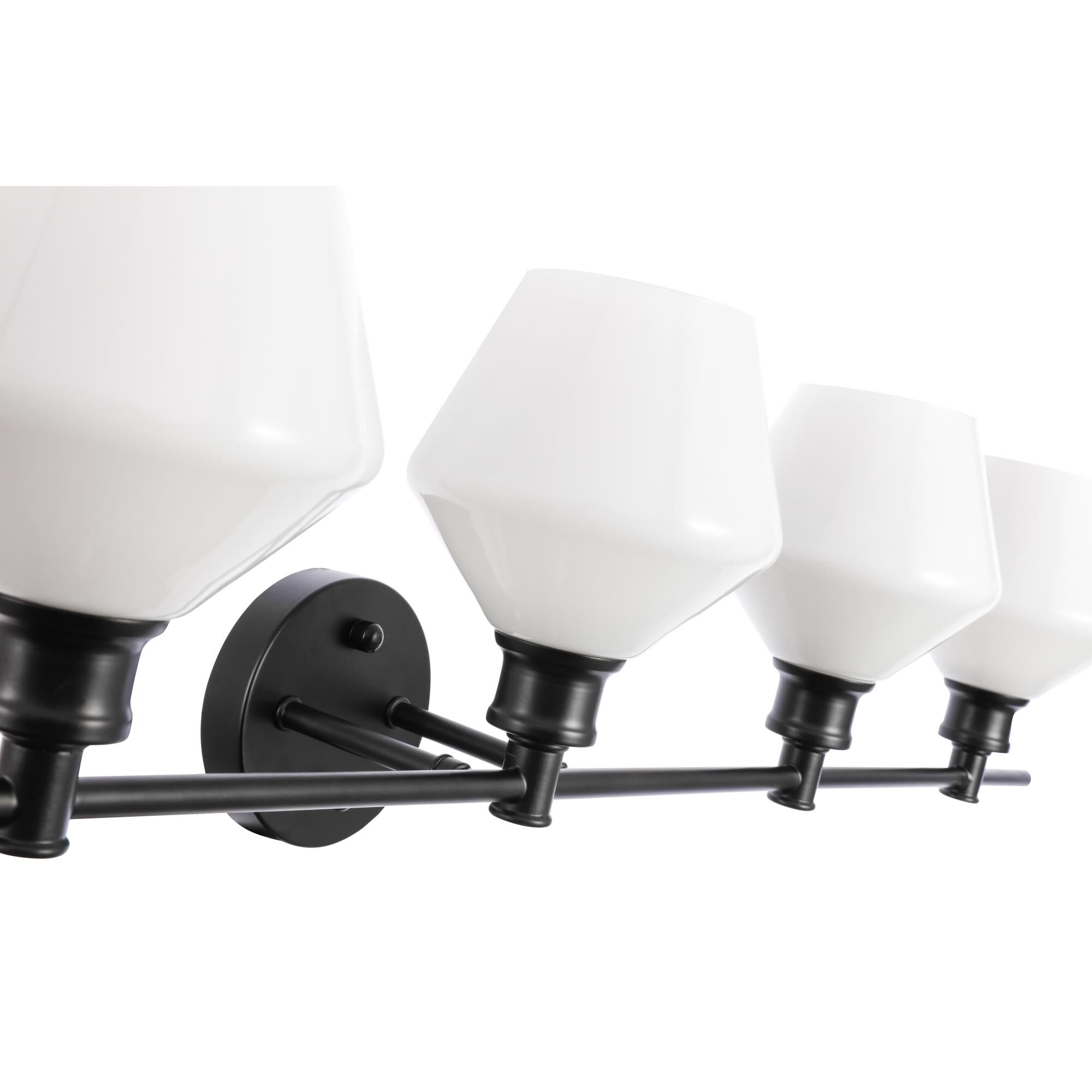 Shown in Black finish and Frosted White  glass