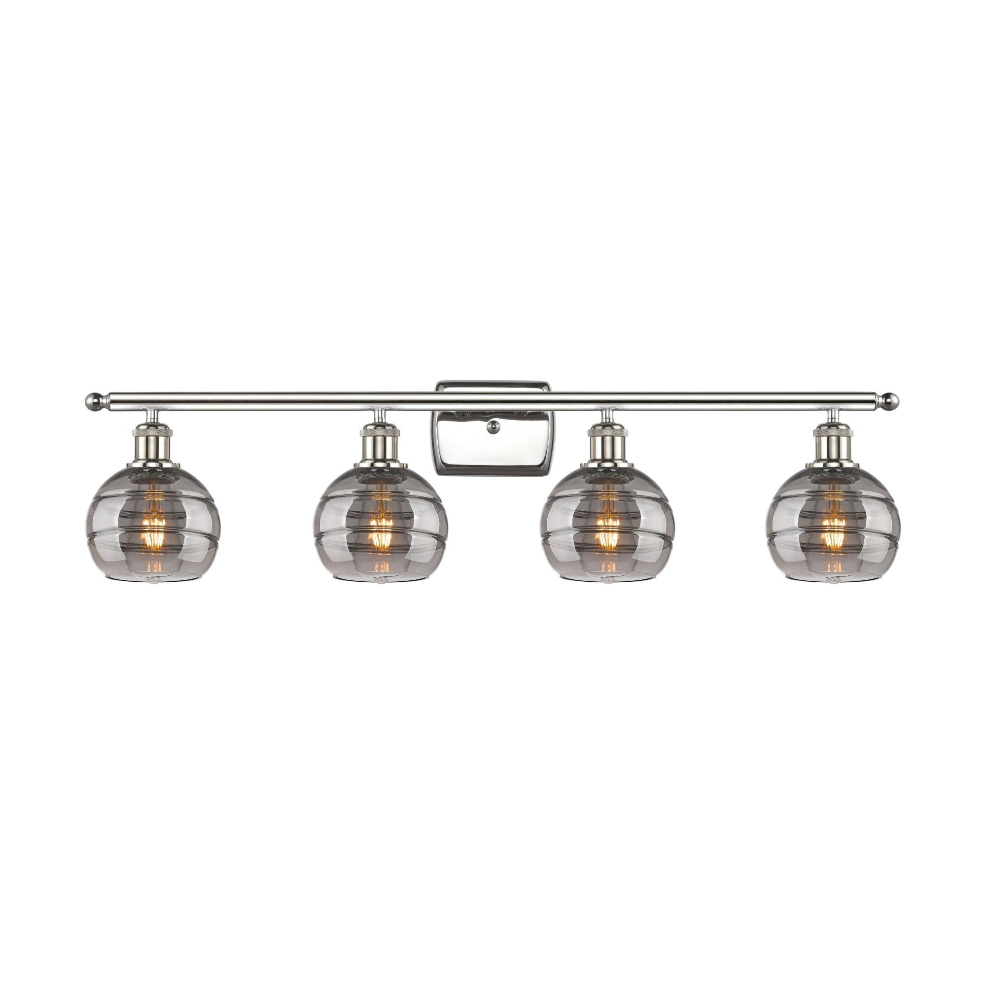 Shown in Polished Nickel finish and Light Smoke glass