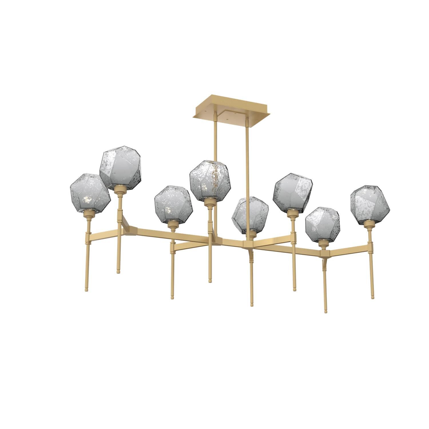 Shown in Gilded Brass finish and Smoke glass