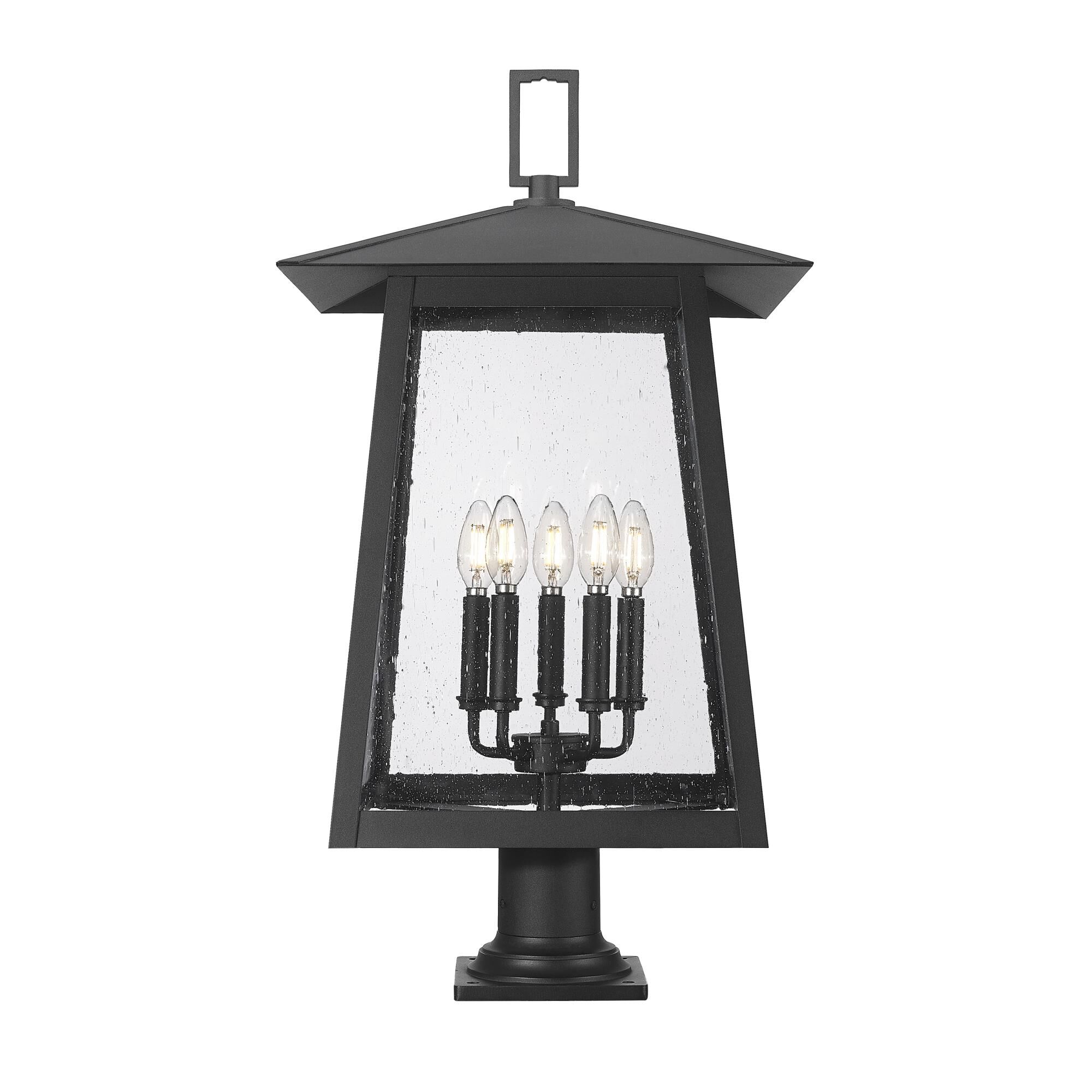 Shown in Black finish and Clear Seedy glass and Clear Seedy shade