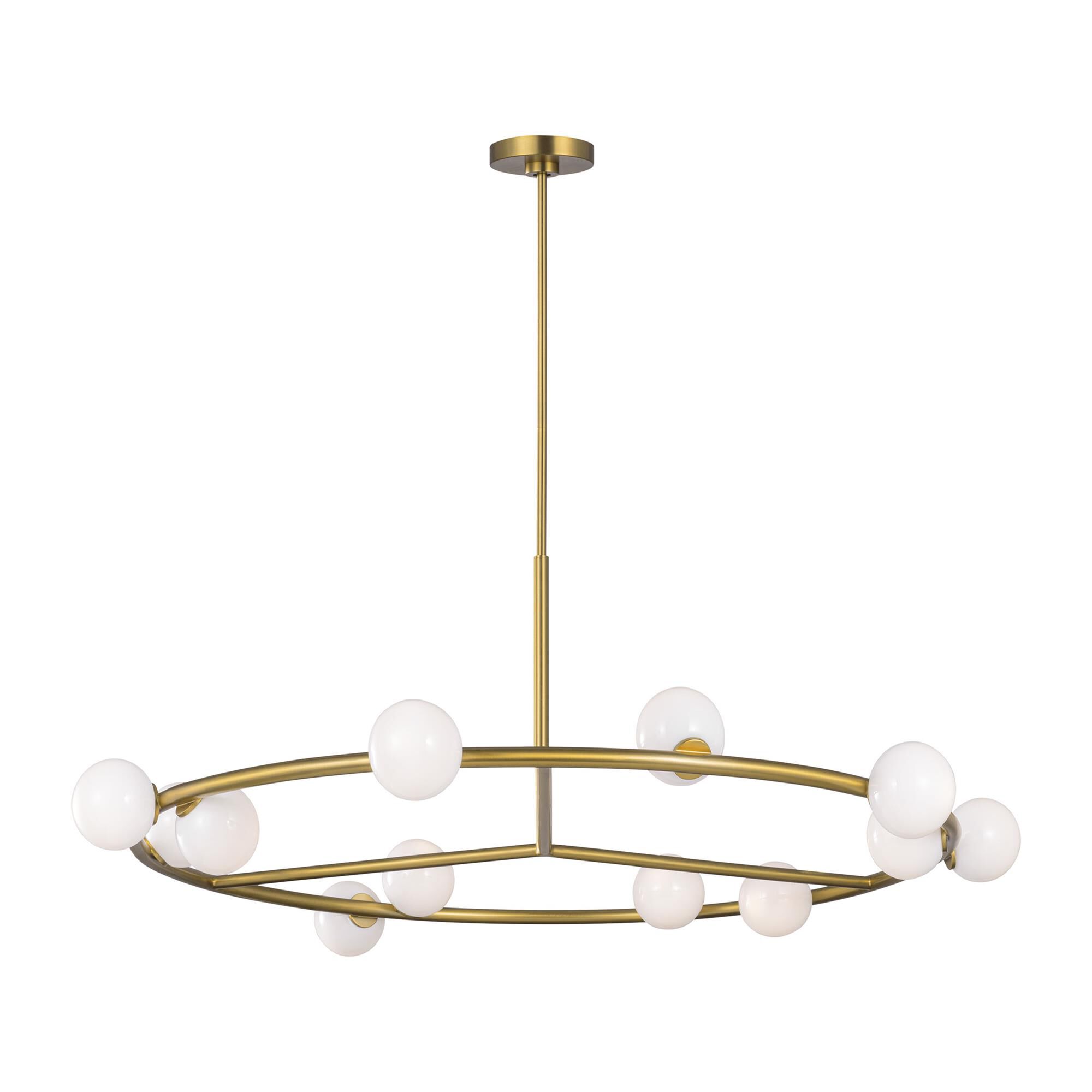 Shown in Burnished Brass finish and Milk glass