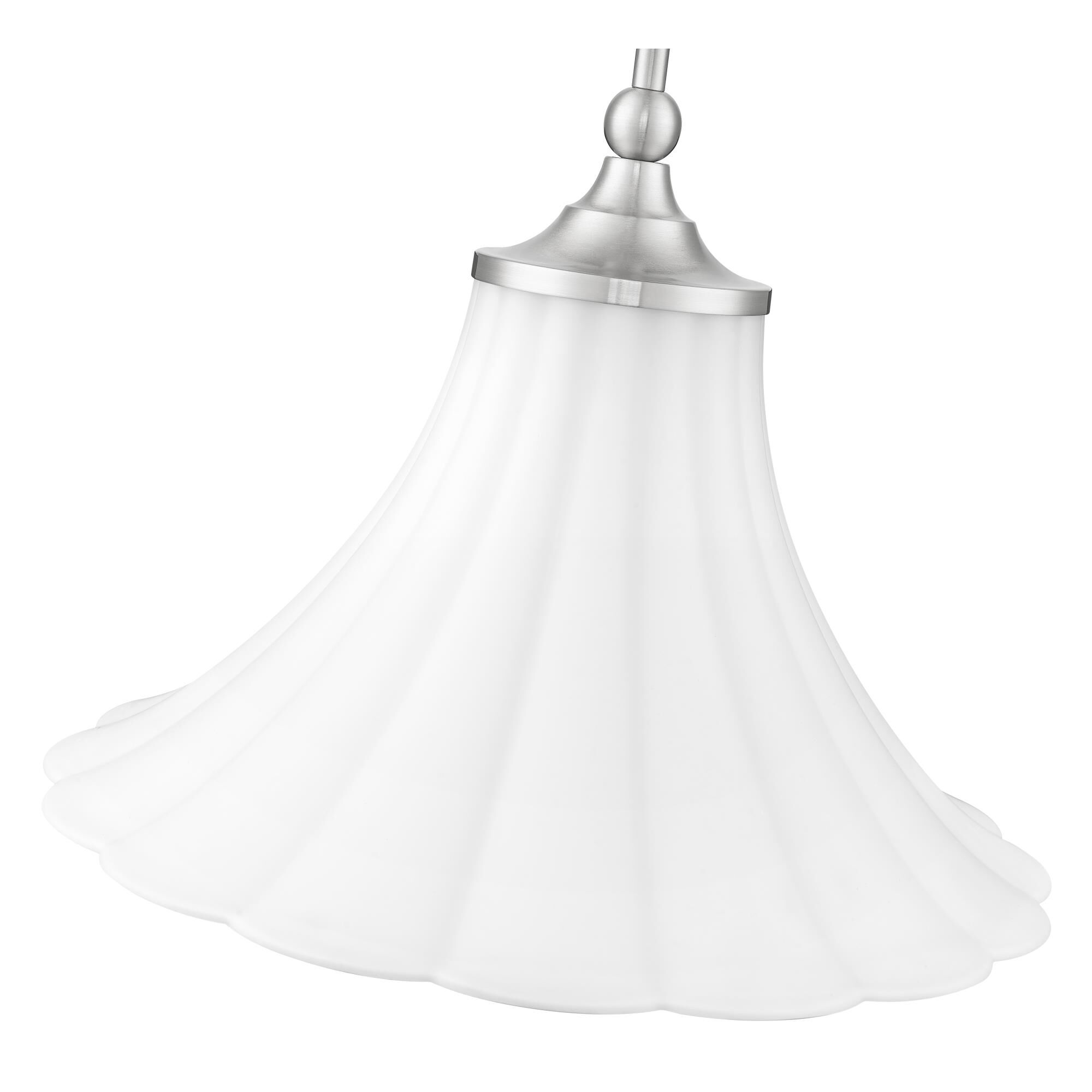 Shown in Brushed Nickel finish and Opal Etched glass