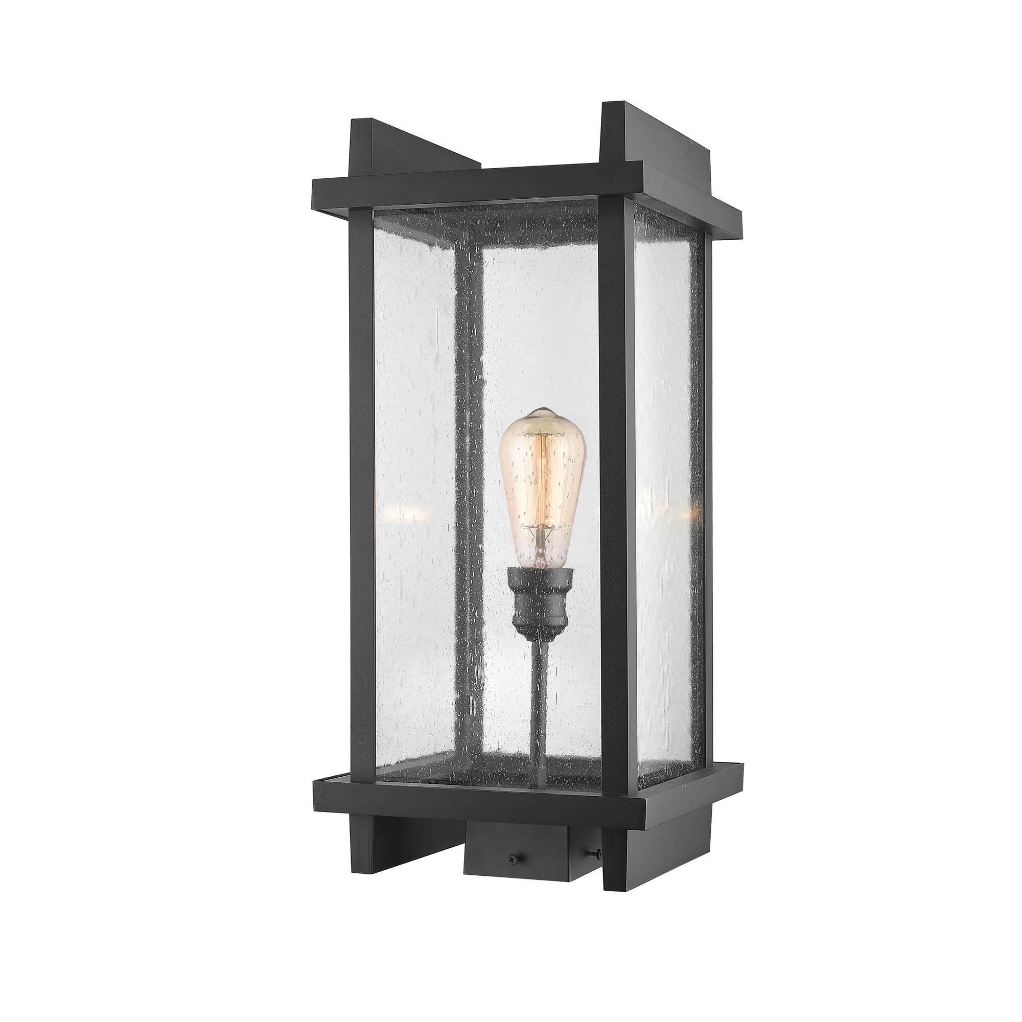 Shown in Black finish and Glass shade