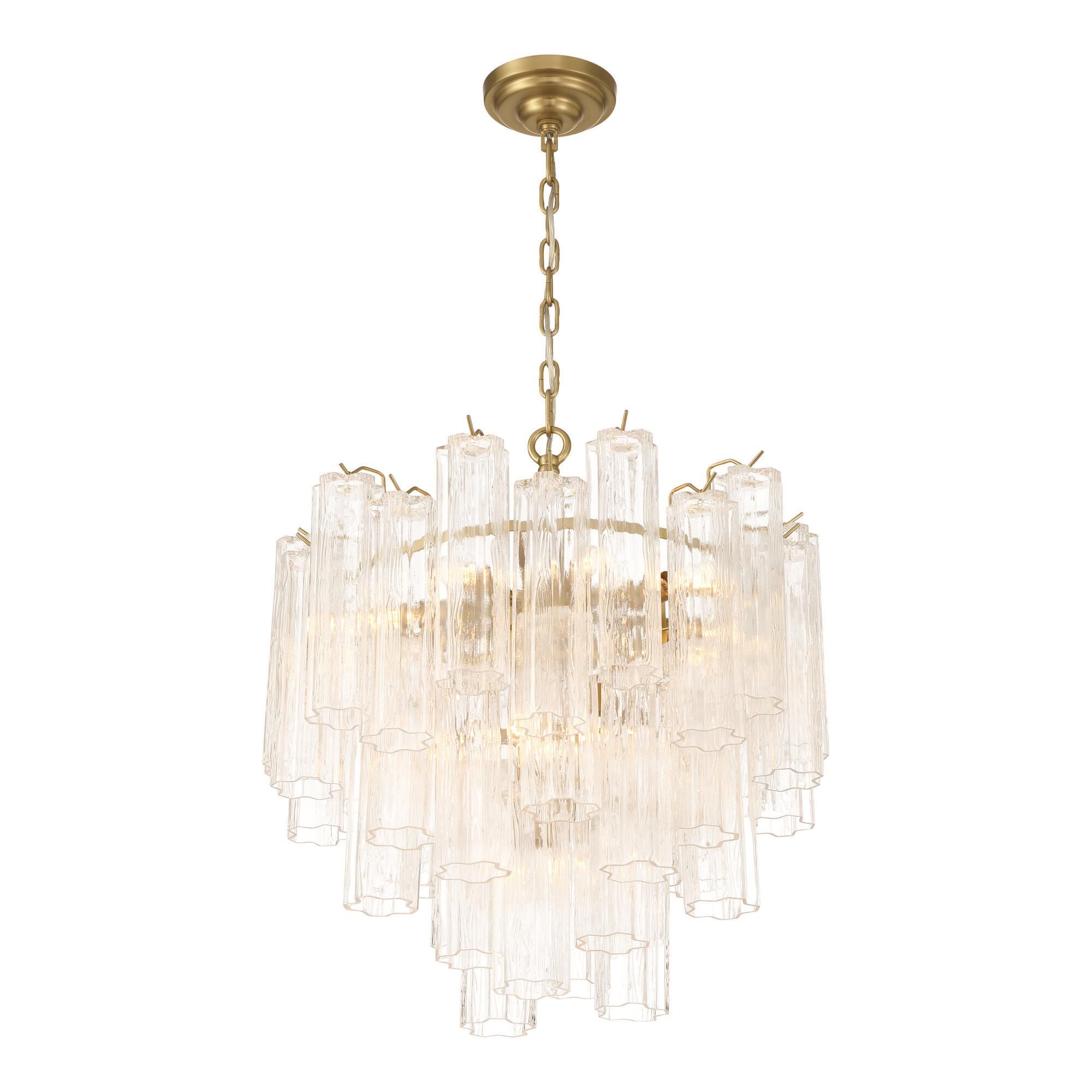 Shown in Brass finish and Tronchi Style glass