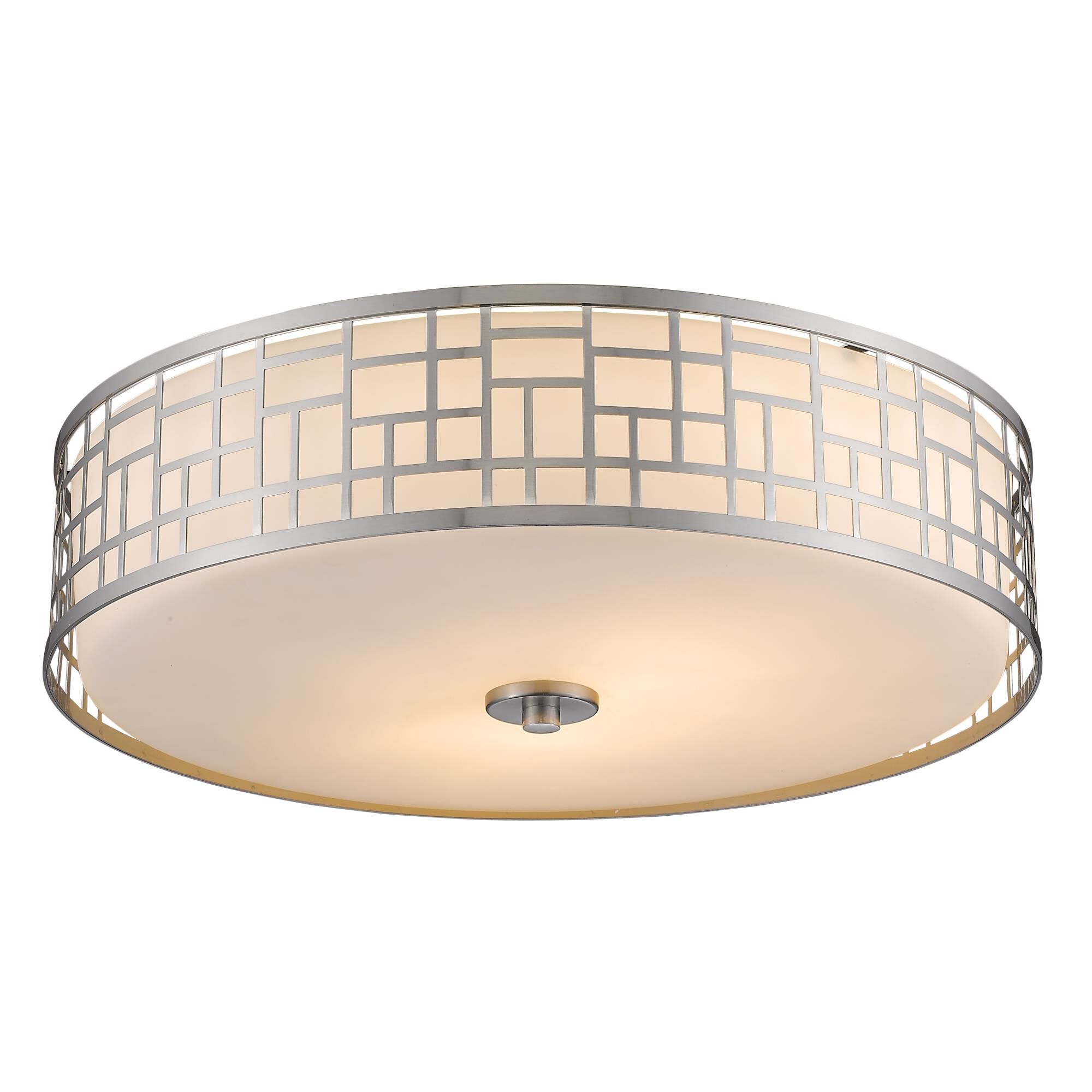 Shown in Brushed Nickel finish and Glass shade