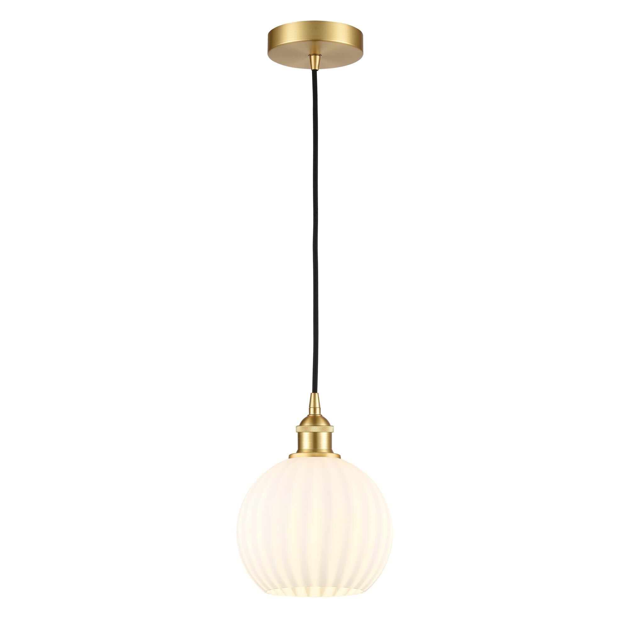 Shown in Satin Gold finish and White Venetian glass