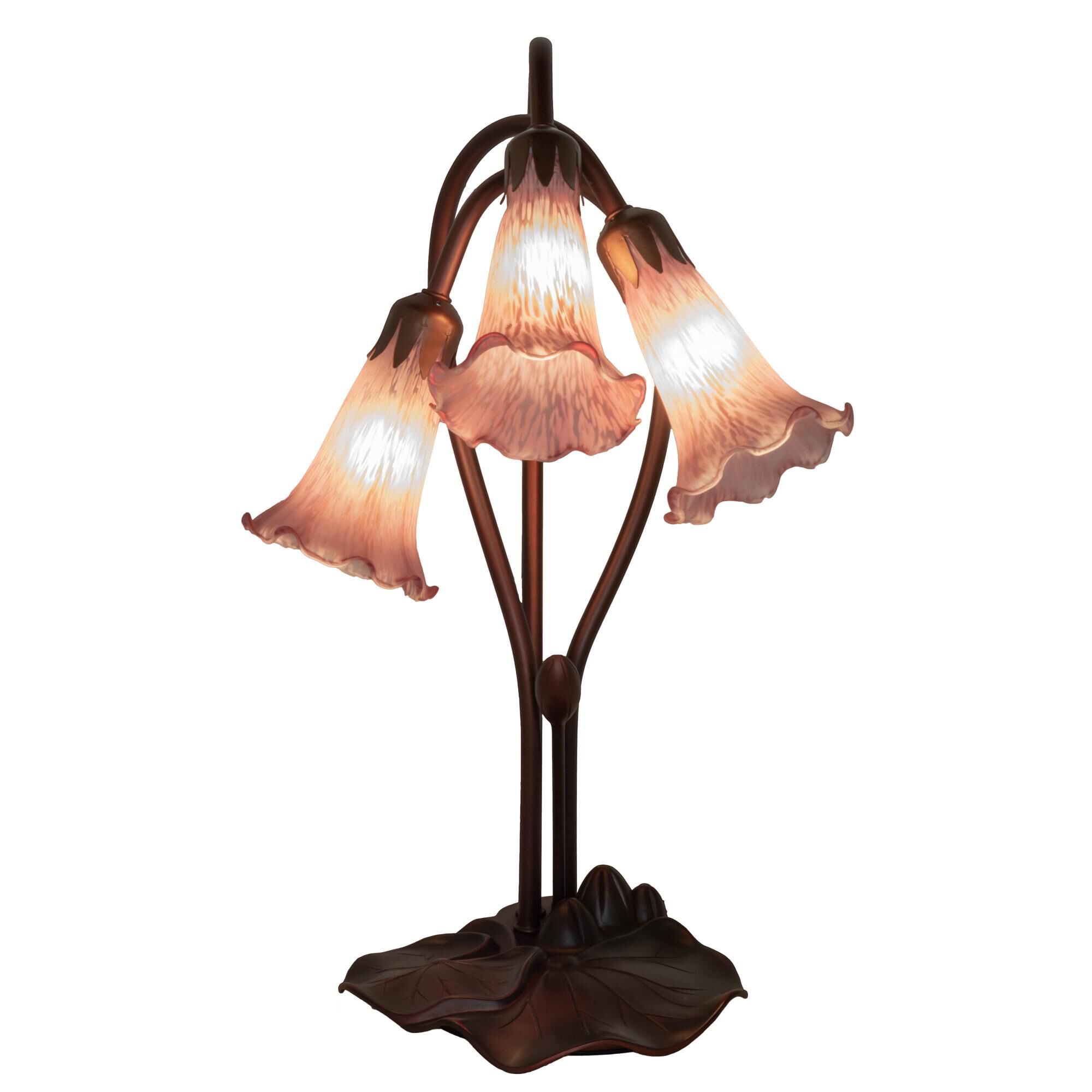 Shown in Mahogany Bronze finish and Mottled Lavender glass