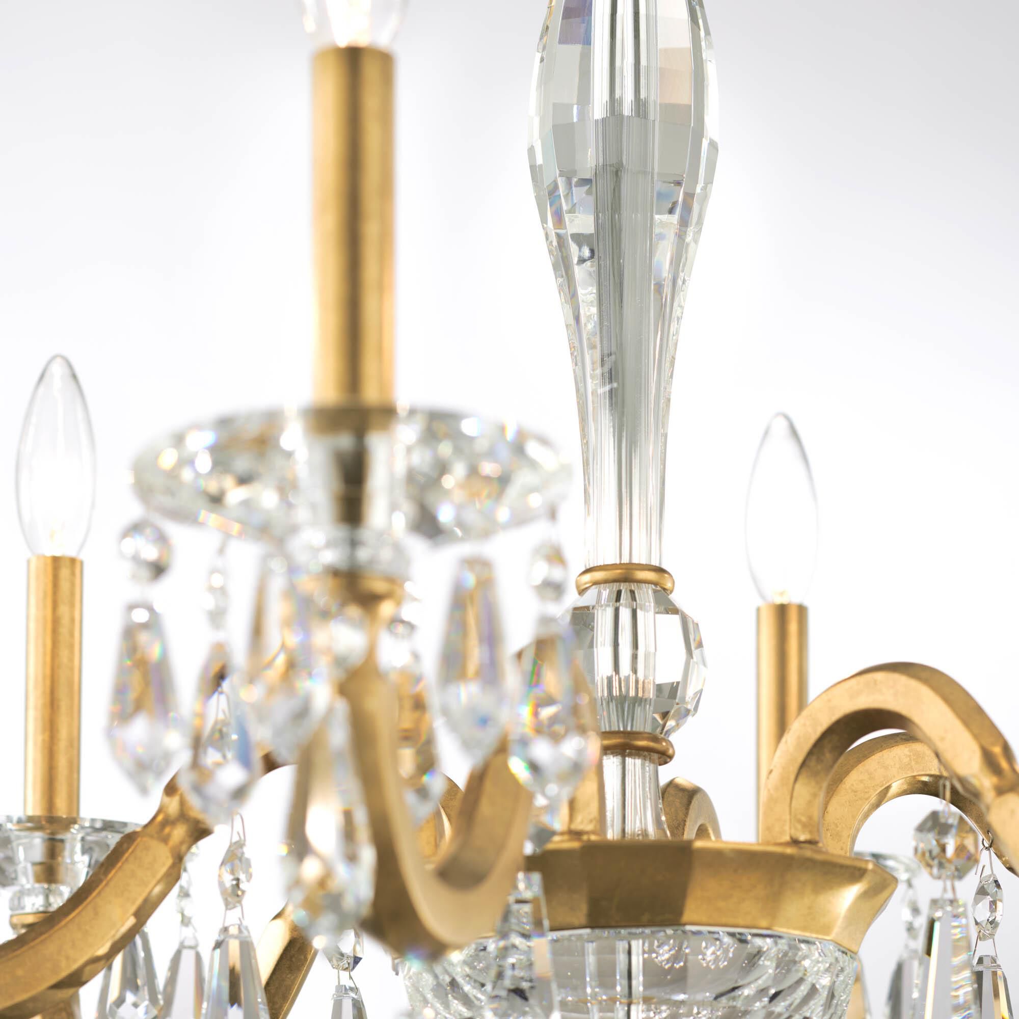 Shown in Heirloom Gold finish and Radiance crystal and Crystal glass