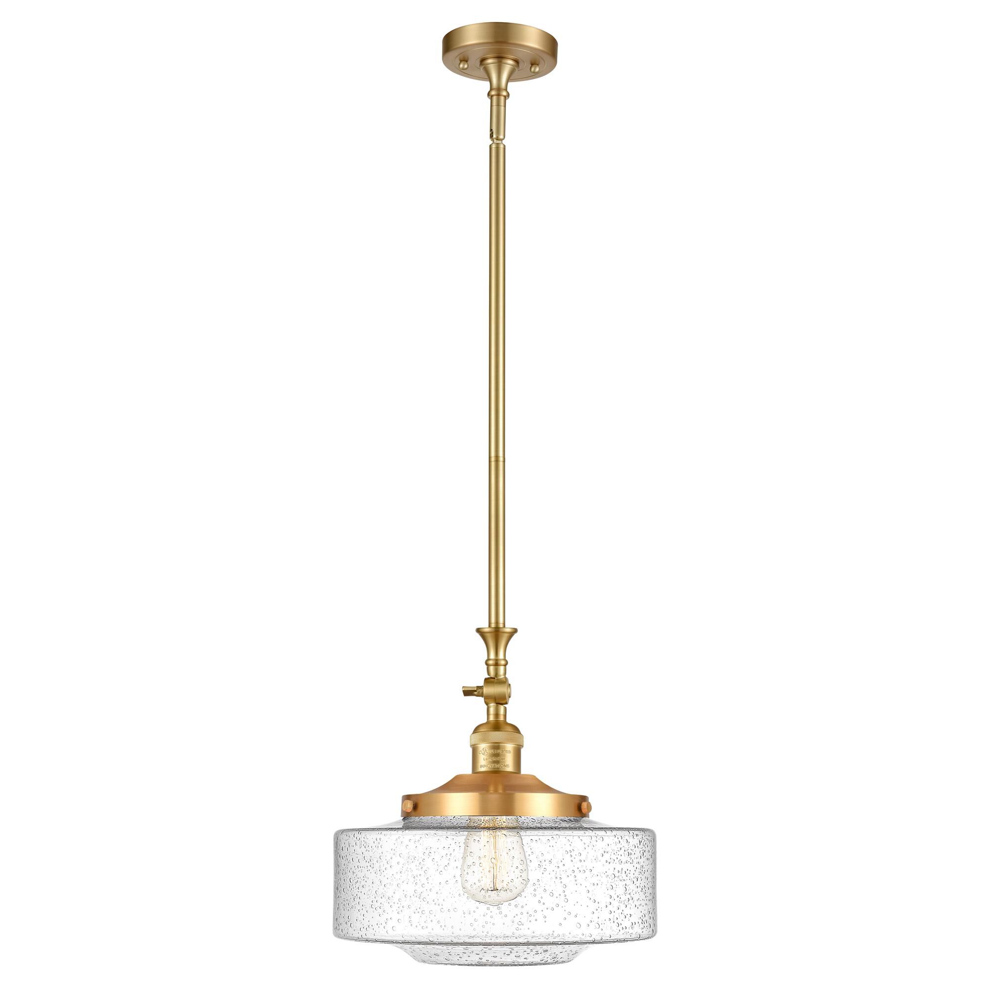 Shown in Satin Gold finish and Seedy Large Bridgeton glass