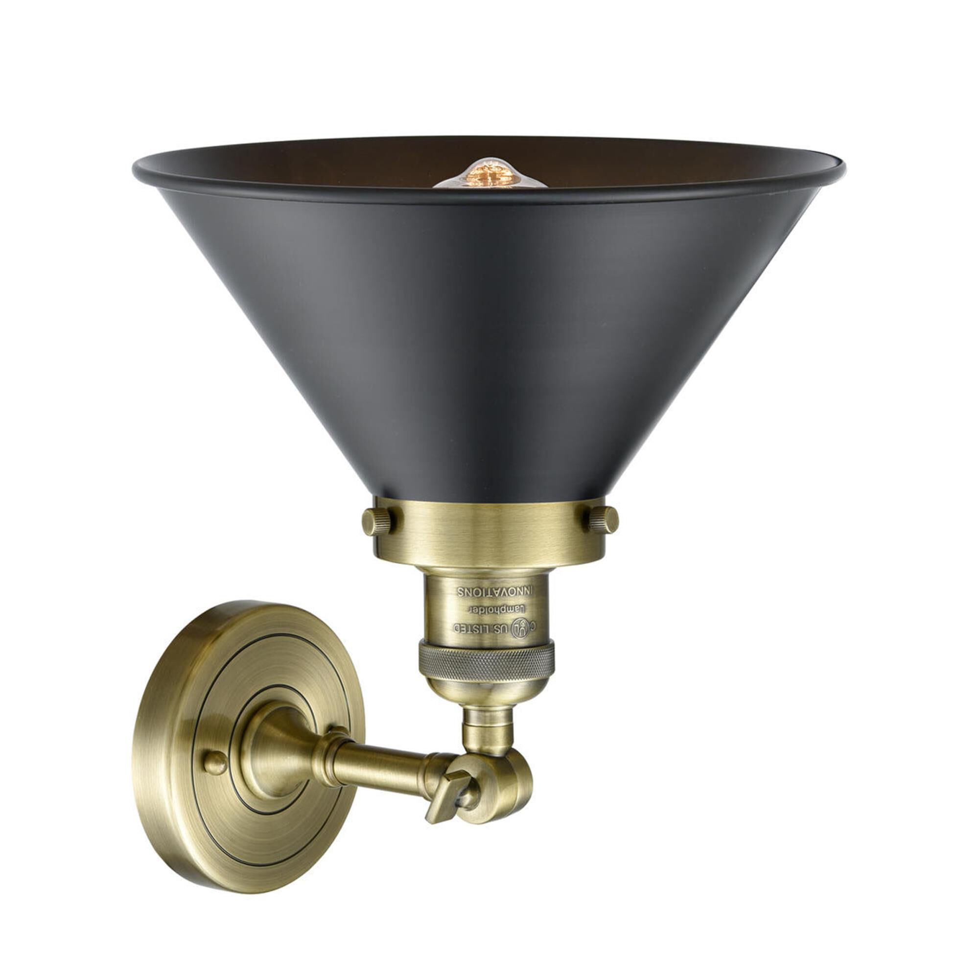 Shown in Antique Brass finish and Antique Brass Briarcliff shade