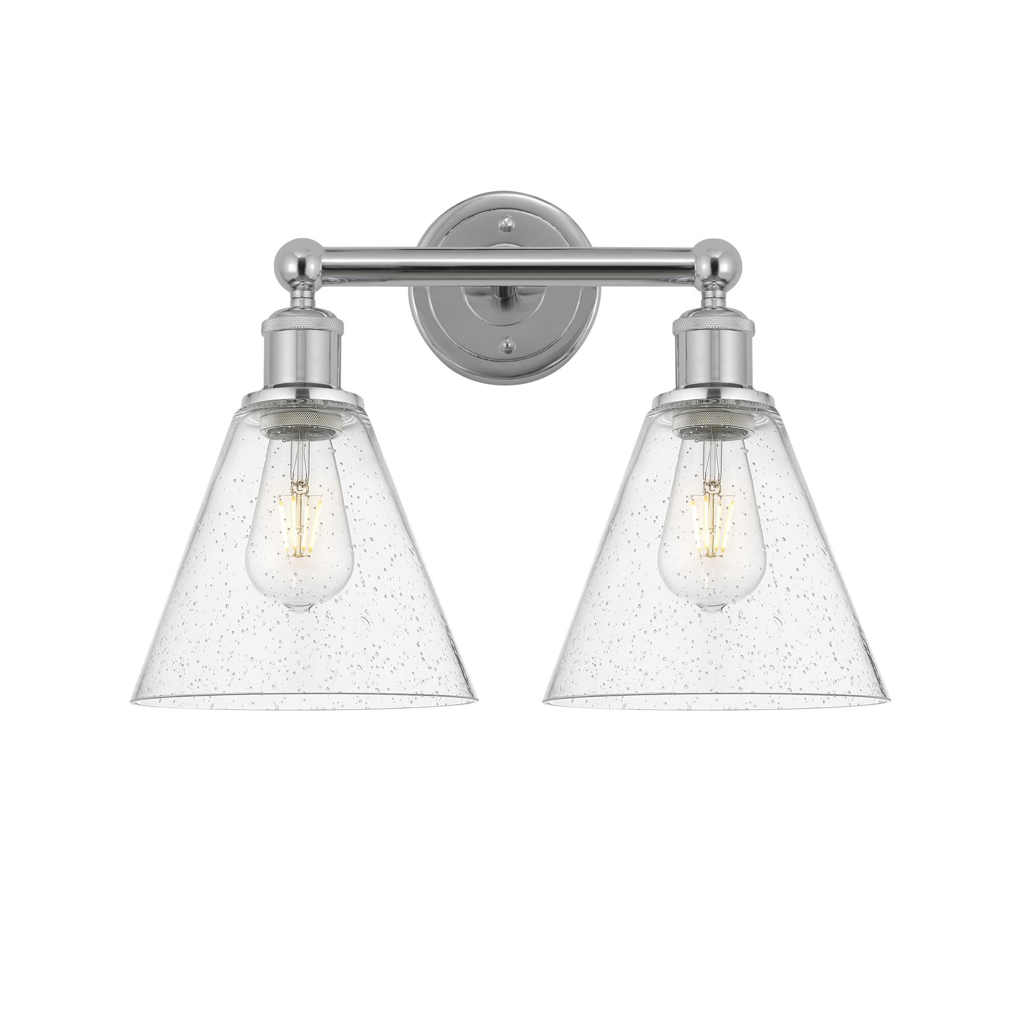 Shown in Polished Chrome finish and Seedy glass