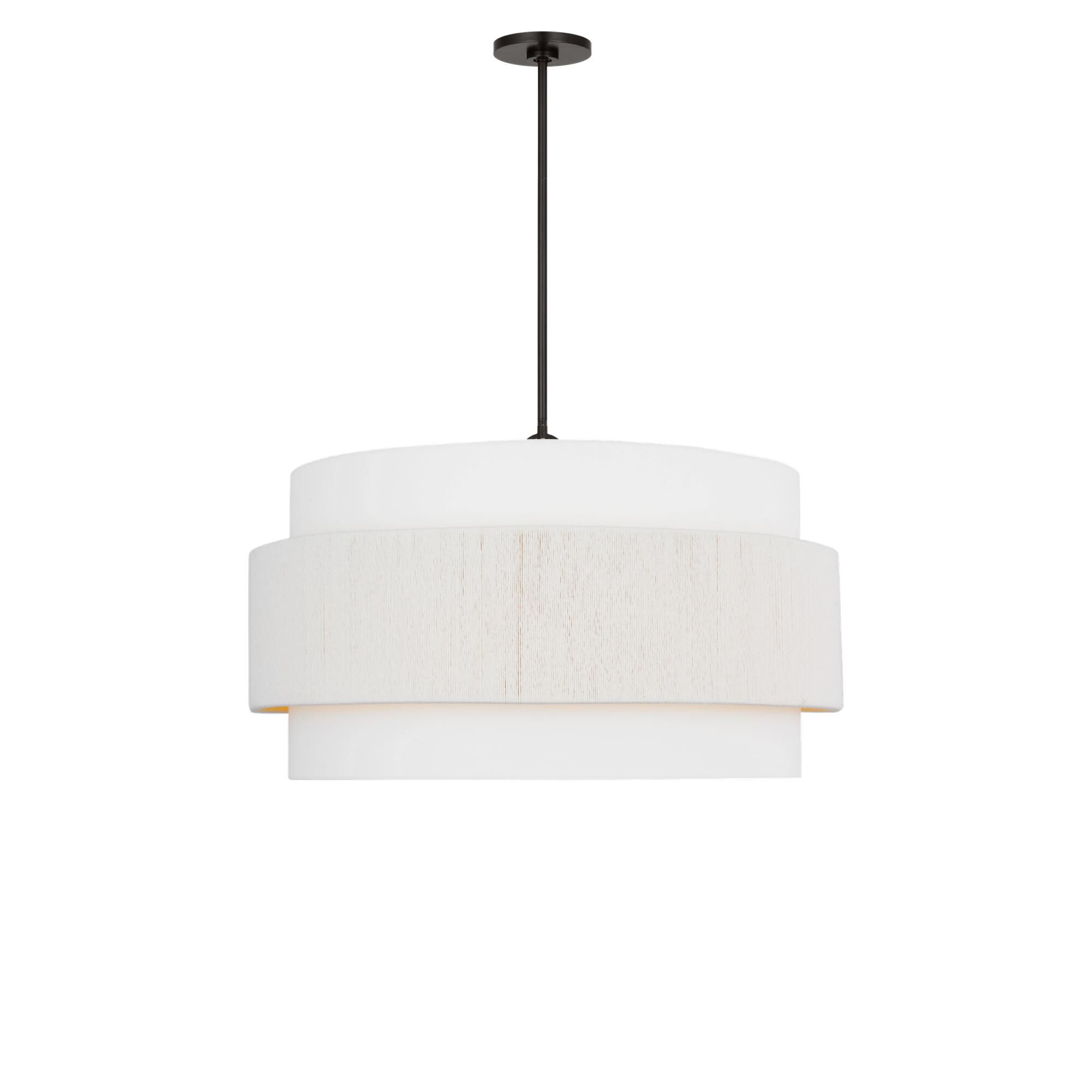 Shown in Aged Iron finish and White Linen Fabric shade