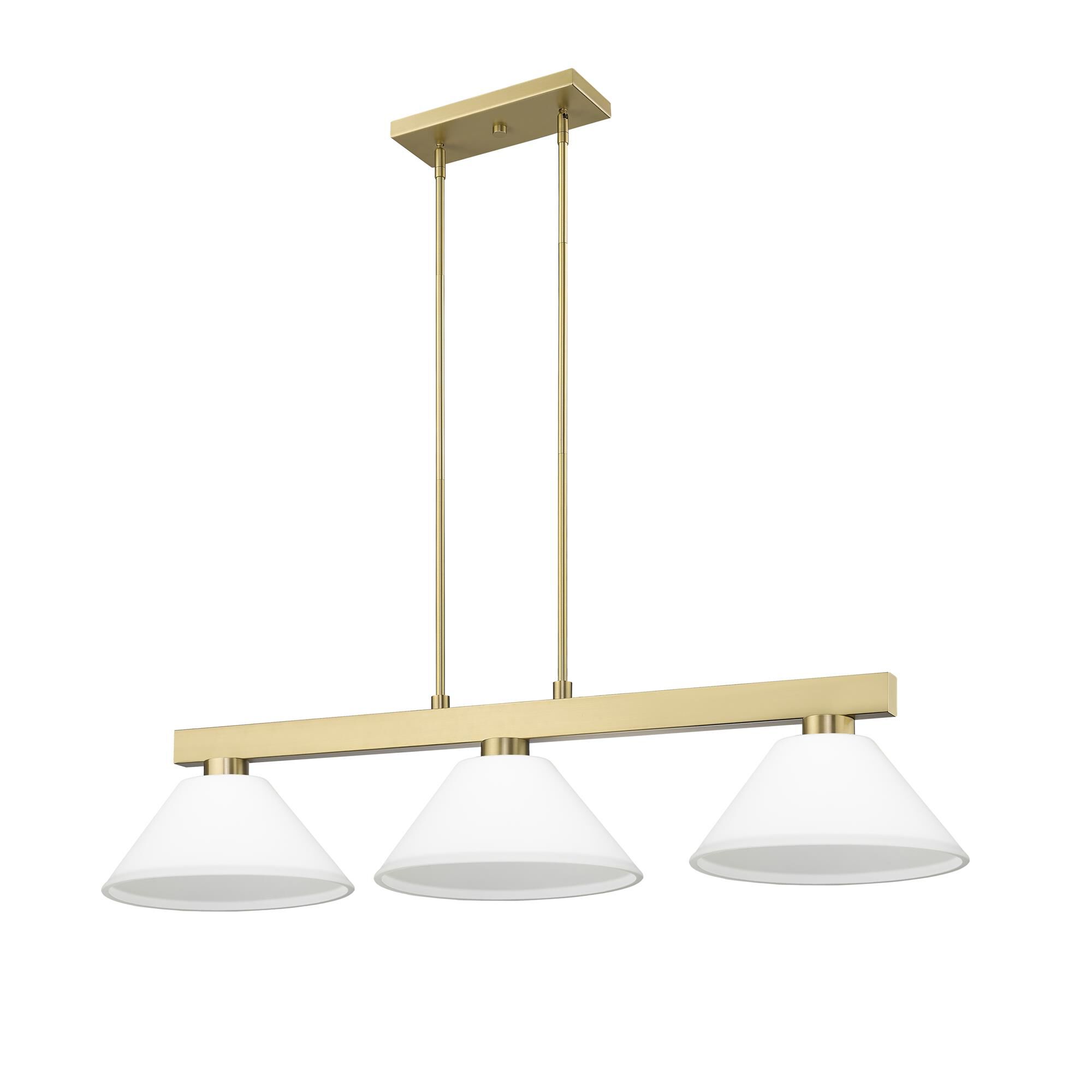 Shown in Modern Gold finish and Matte Opal glass